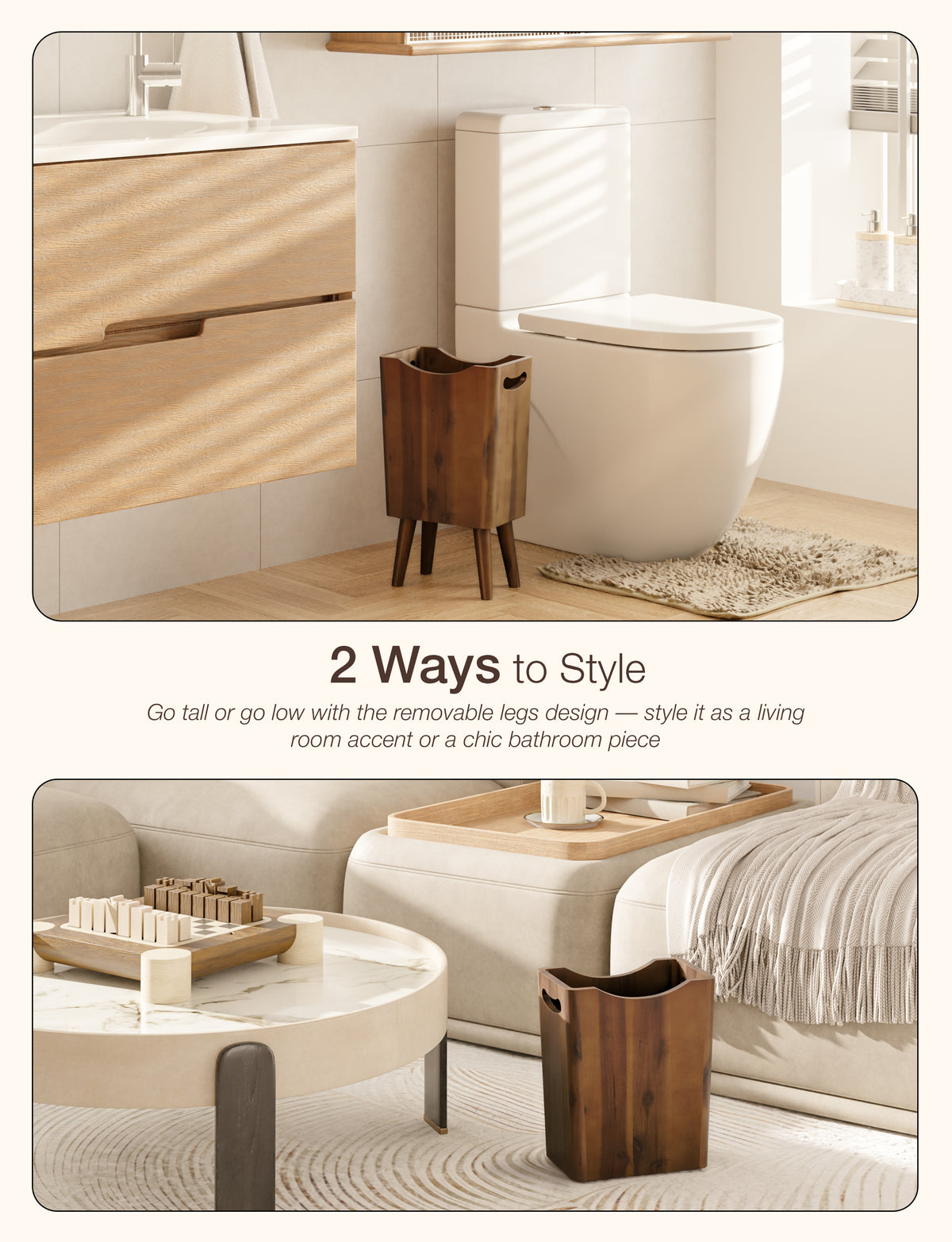 1.5-Gallon Wood Trash Can with Removable Legs & Handle, Walnut Color-thumbmail-3