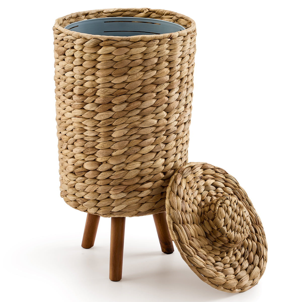 Wicker Trash Can with Lid, Decorative Bathroom Trash Can, 1.5 Gallon-thumbmail-1