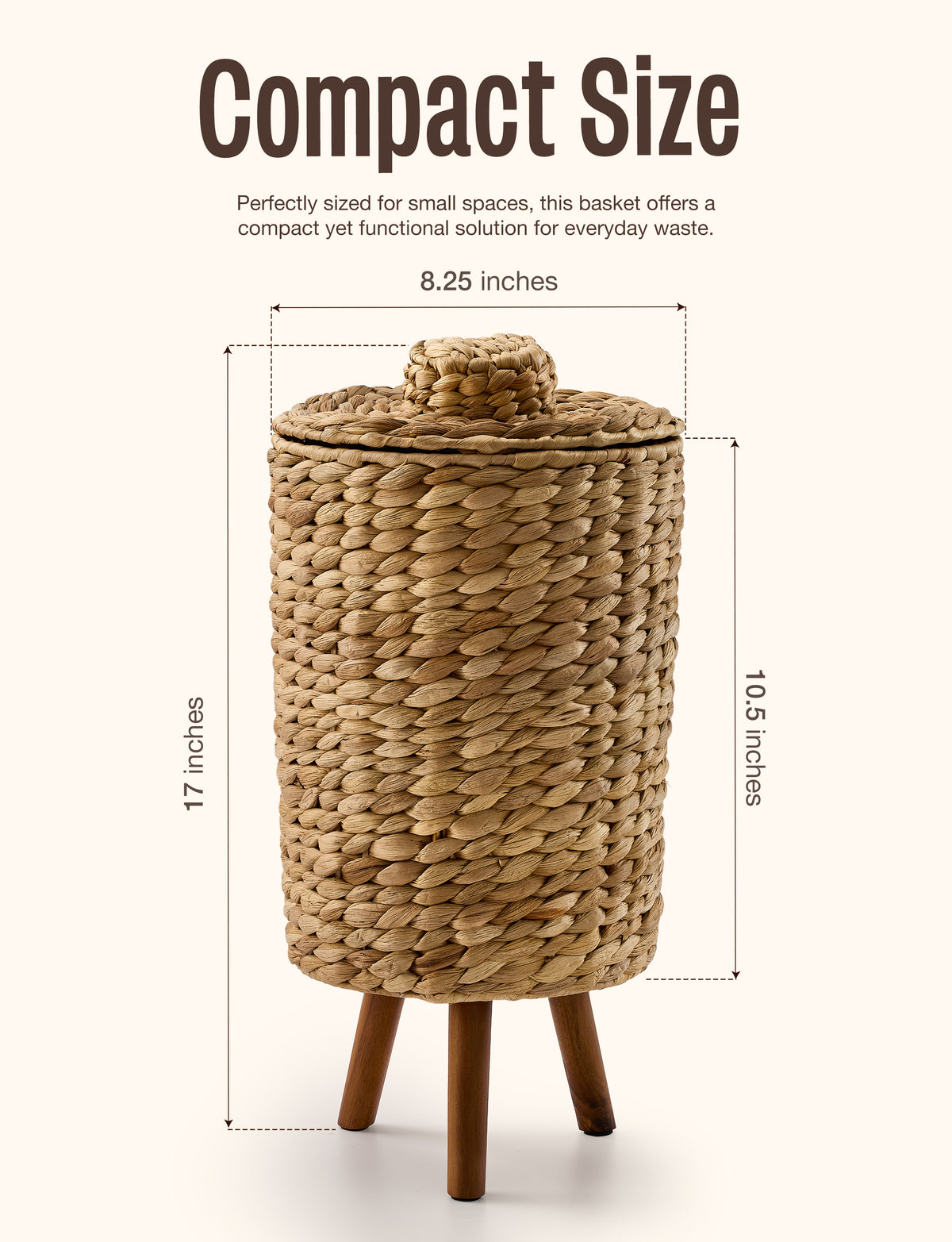 Wicker Trash Can with Lid, Decorative Bathroom Trash Can, 1.5 Gallon-thumbmail-3