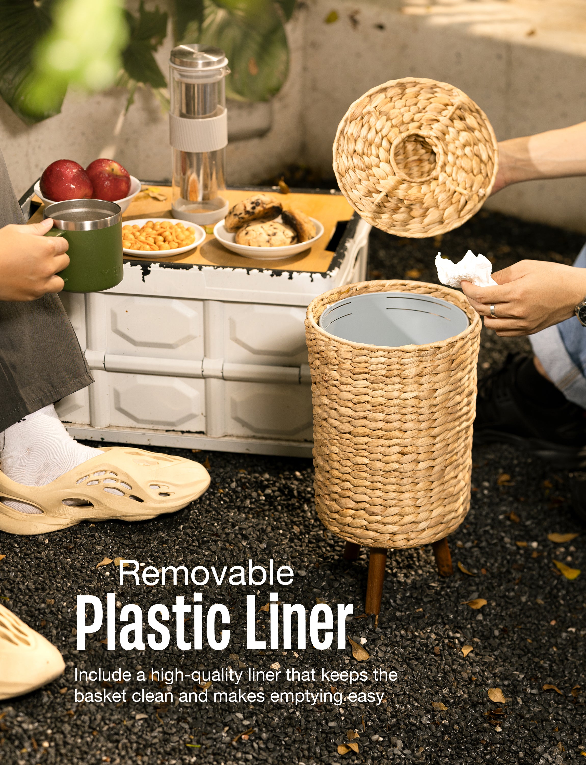 Wicker Trash Can with Lid, Decorative Bathroom Trash Can, 1.5 Gallon-thumbmail-2