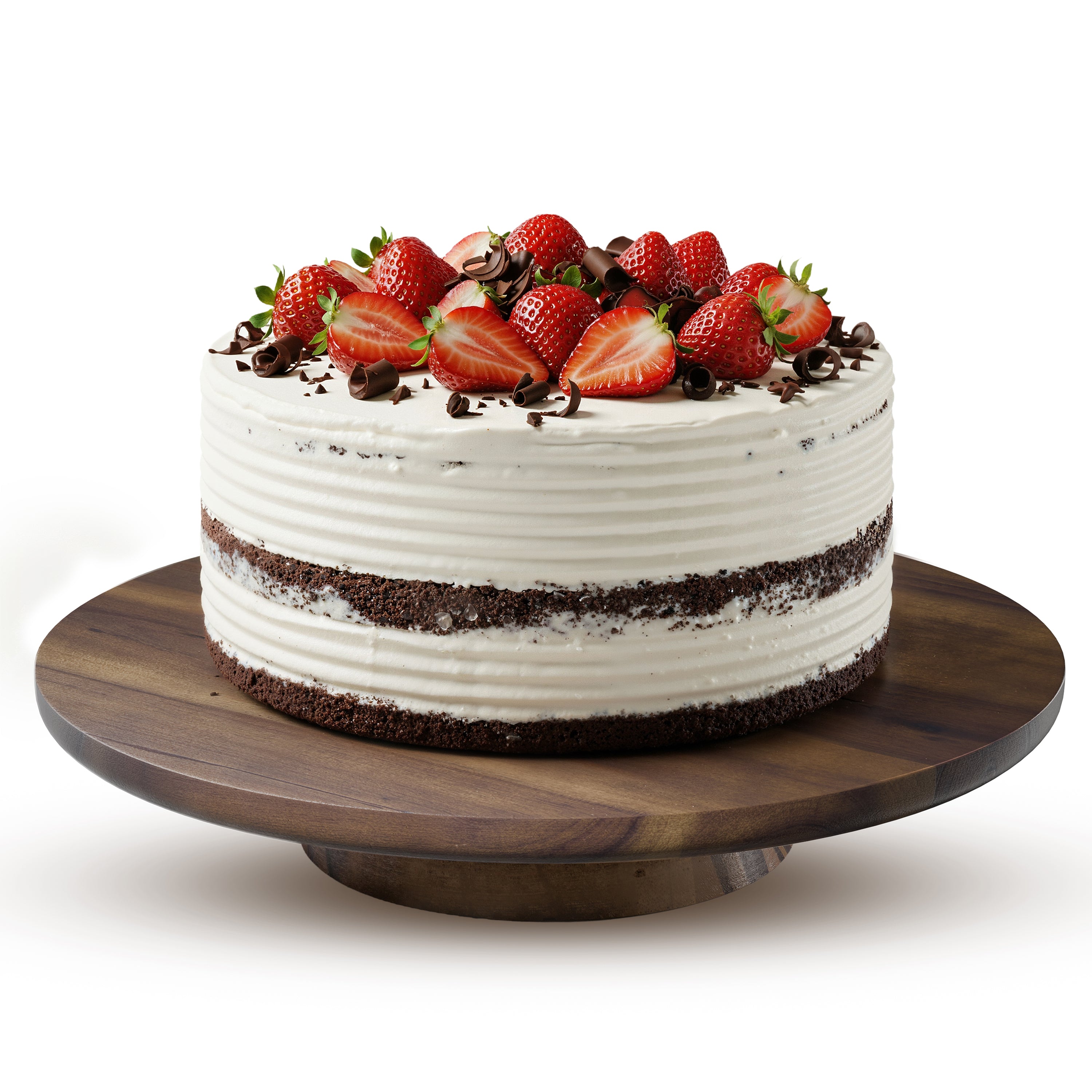 13" Acacia Cake Stand Rotating with Non-slip Pads (Walnut color)