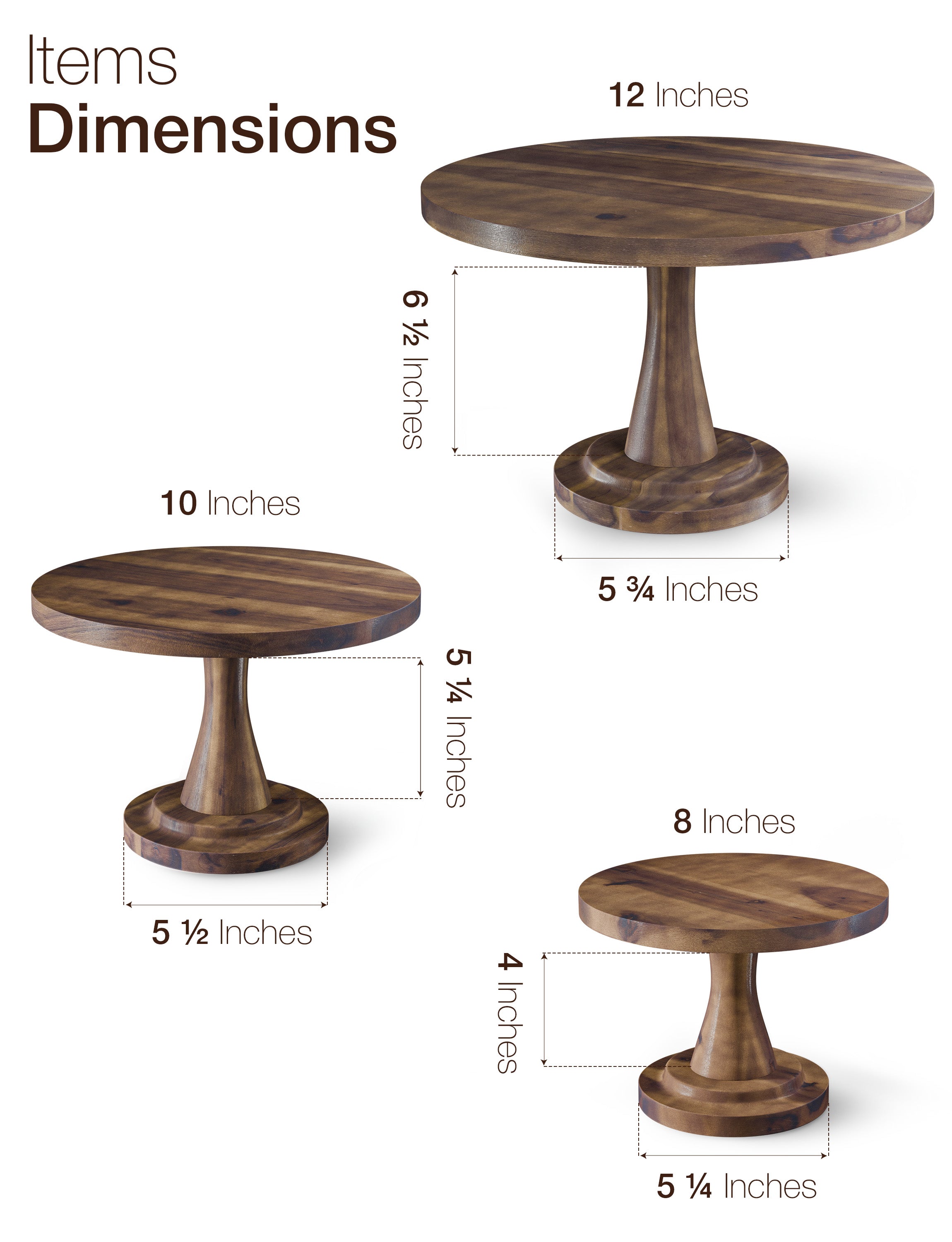 Set of 3 Size Wood Cake Stand Set, Easy To Assemble (Walnut color)-thumbmail-4