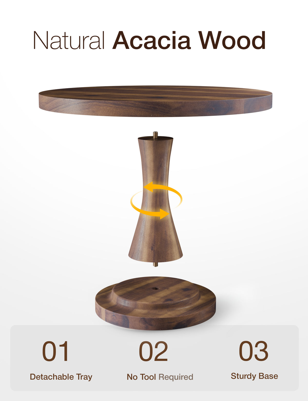 Set of 3 Size Wood Cake Stand Set, Easy To Assemble (Walnut color)-thumbmail-5