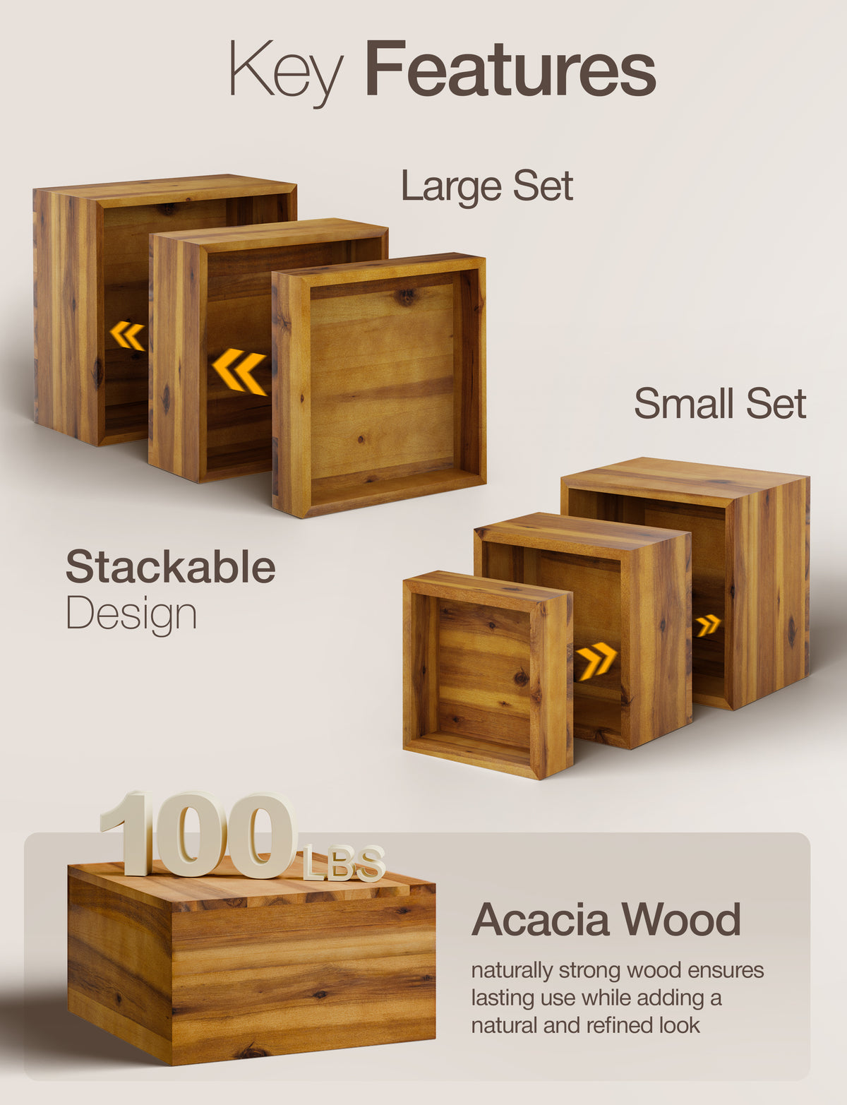 6PCS Wooden Buffet Riser and Stands with Hollow Bottom, No Assembly-thumbmail-5