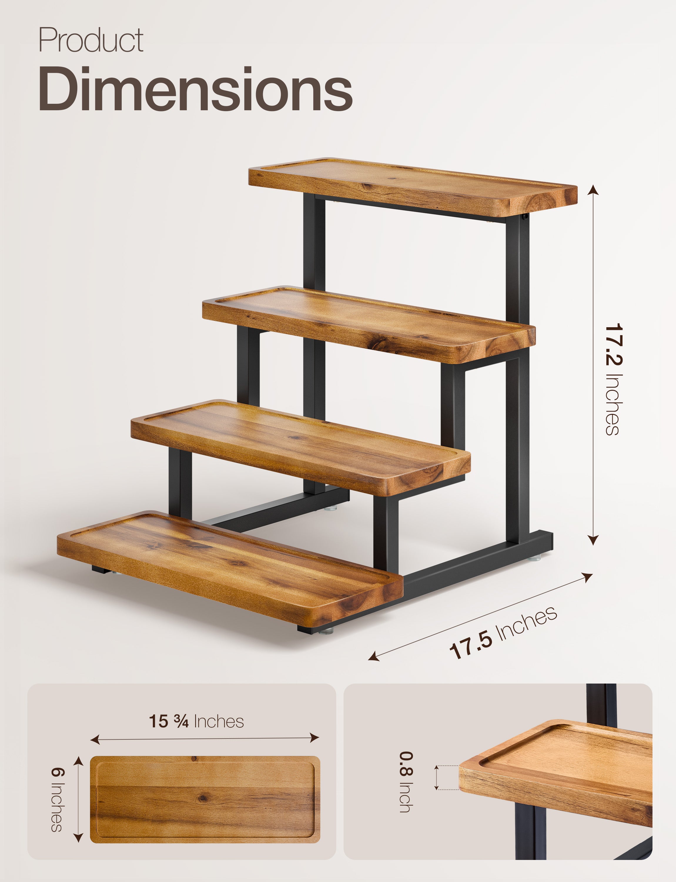 Wooden 4-Tier Cupcake Display Stand, Steel Frame, Assembly Required-thumbmail-3