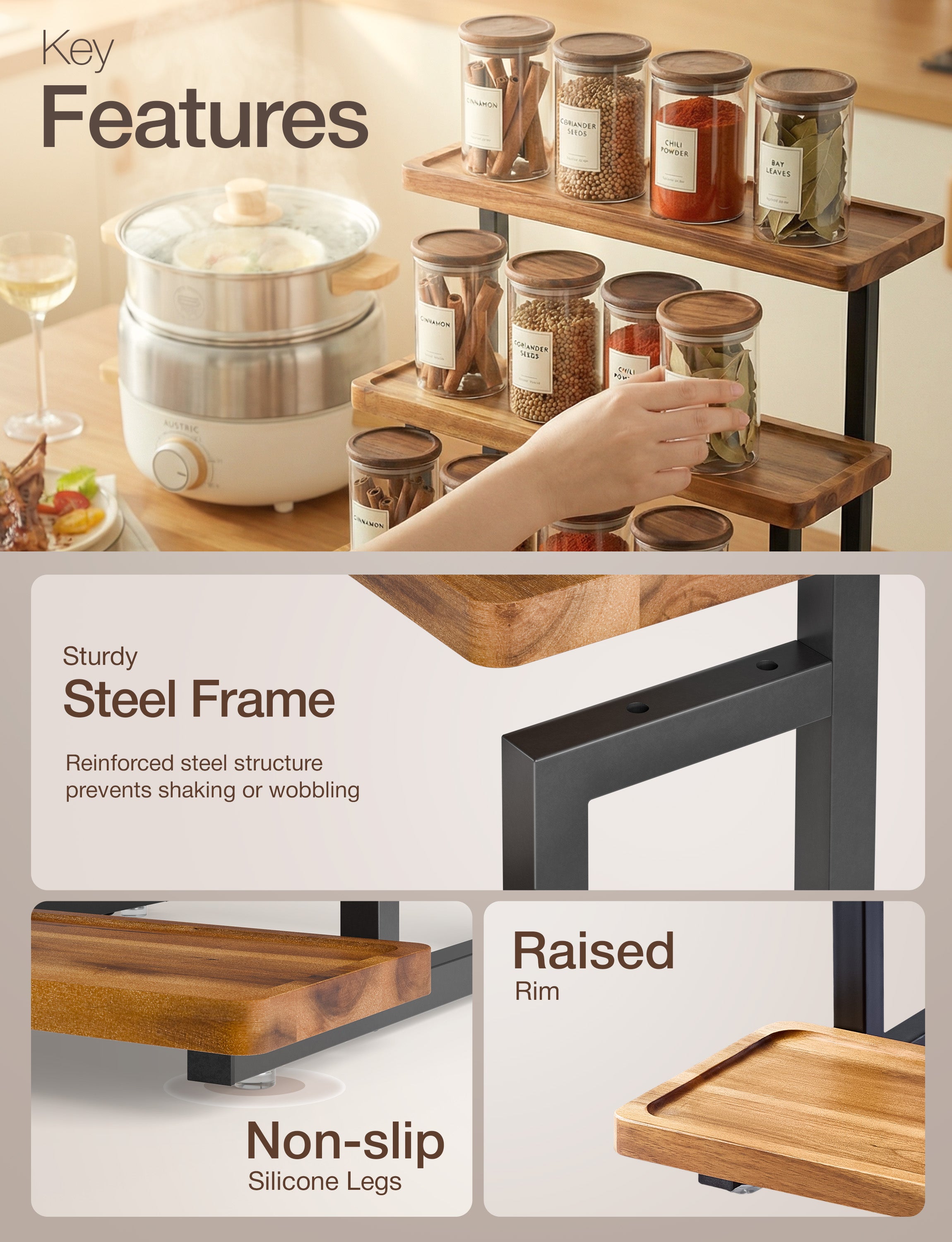 Wooden 4-Tier Cupcake Display Stand, Steel Frame, Assembly Required-thumbmail-4
