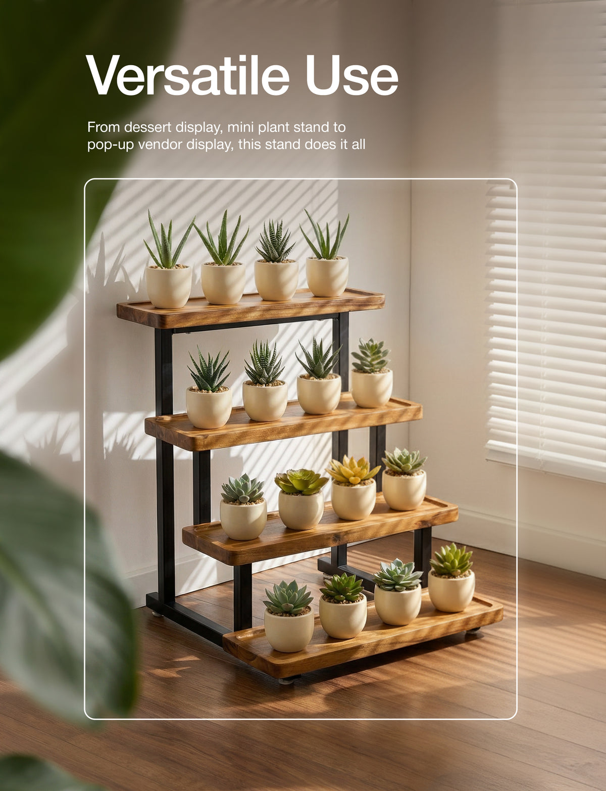 Wooden 4-Tier Cupcake Display Stand, Steel Frame, Assembly Required-thumbmail-5