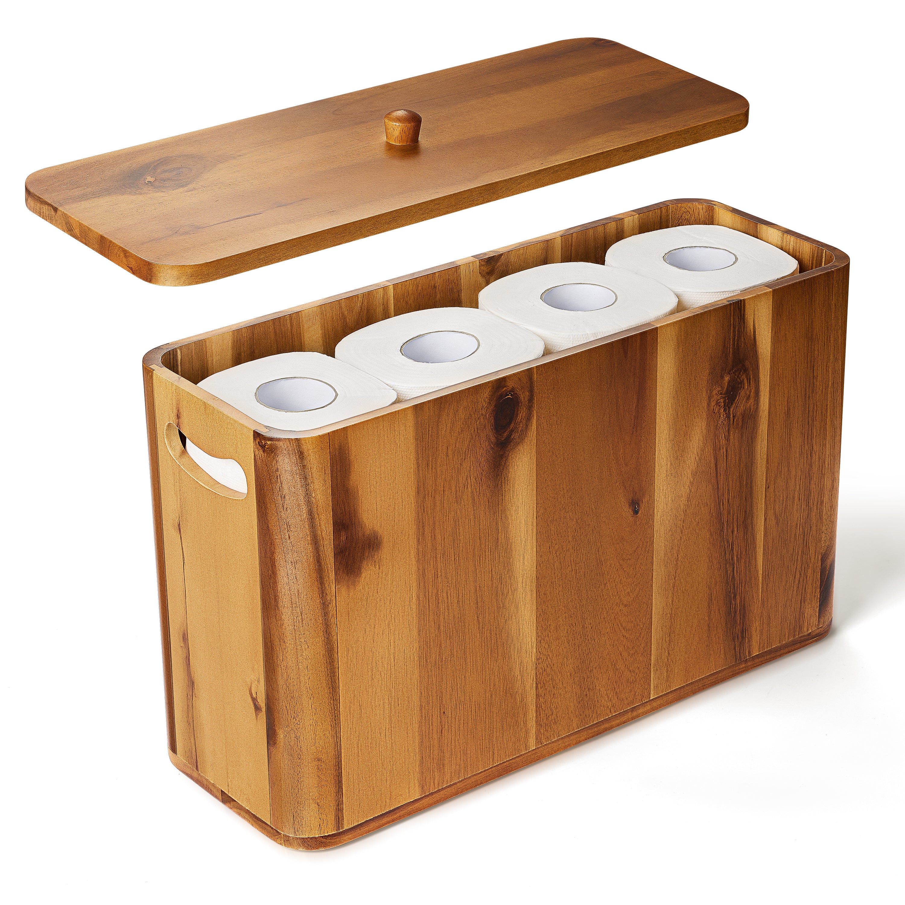 4-Gallon Toilet Paper Storage with Lid and Handles, Fit 6 Mega Rolls