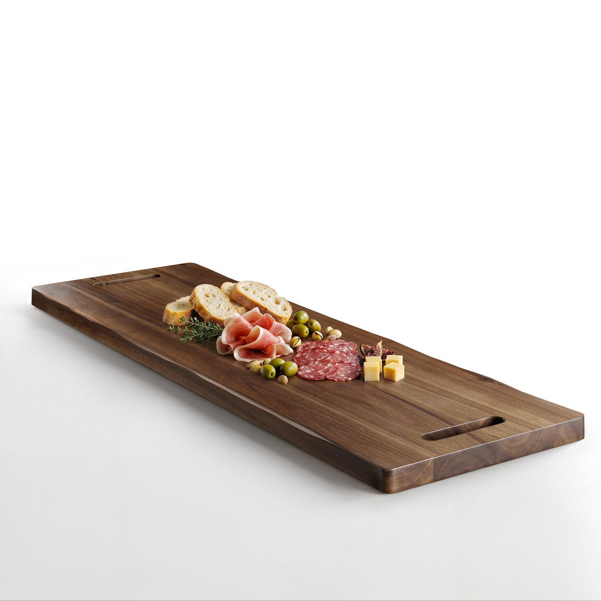 36" Large Acacia Wood Charcuterie Board with Handles (Walnut color)-thumbmail-1