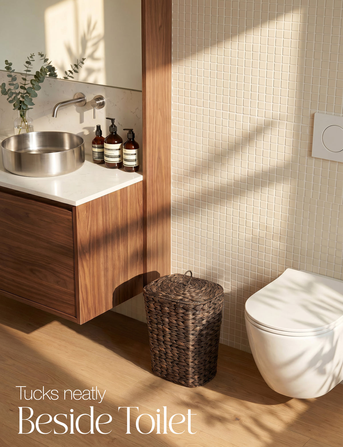 3 Gallon Large Wicker Trash Can with Lid, Boho Bathroom Garbage Can-thumbmail-6