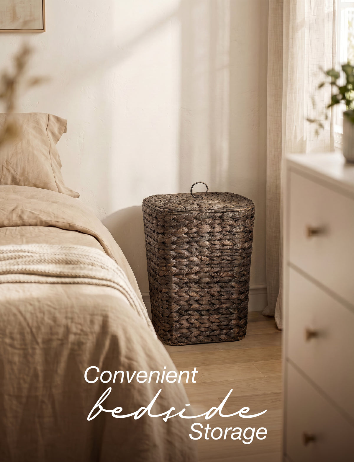 3 Gallon Large Wicker Trash Can with Lid, Boho Bathroom Garbage Can-thumbmail-2