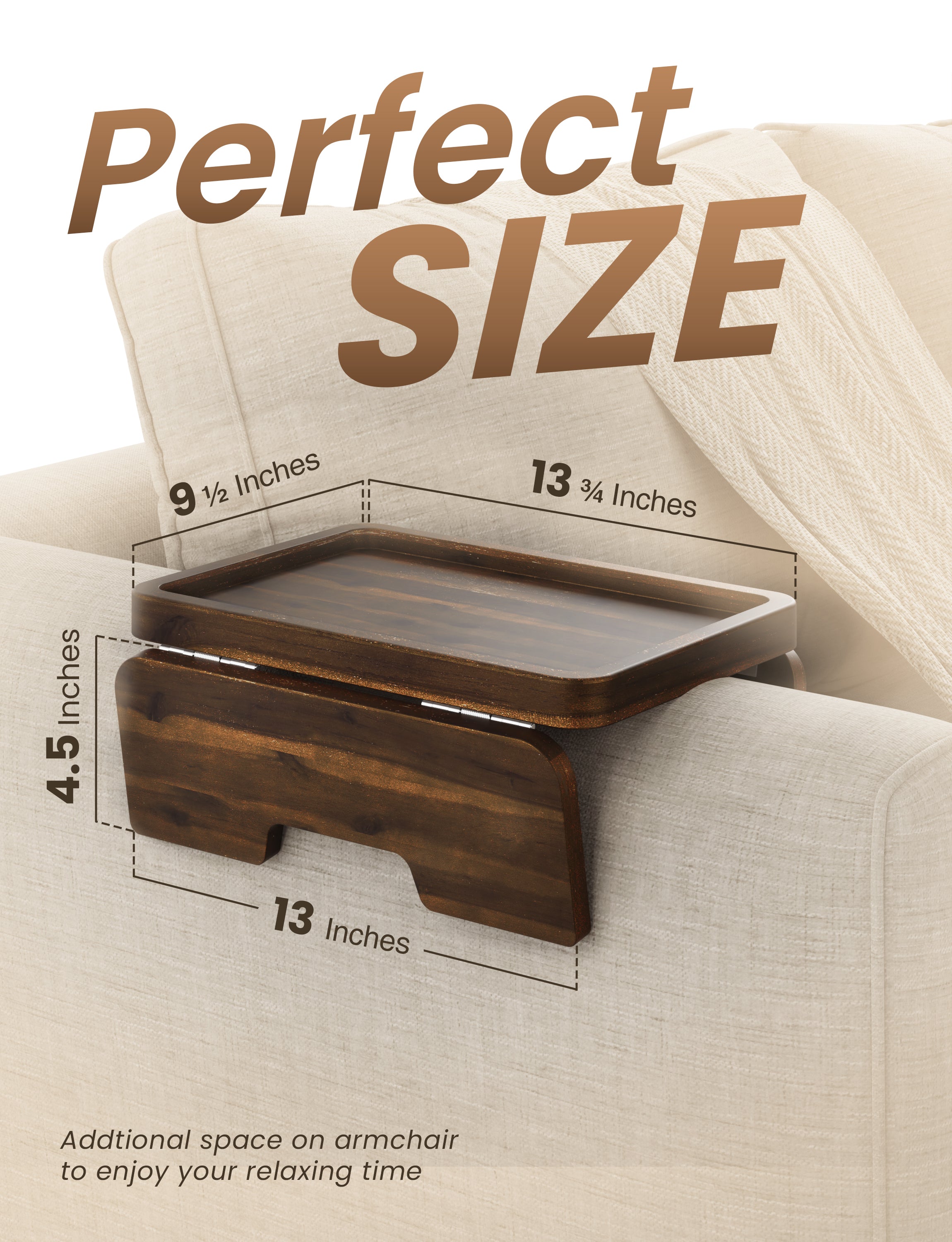 Reg Sofa Arm Tray 4 Hinges - Walnut color-thumbmail-2