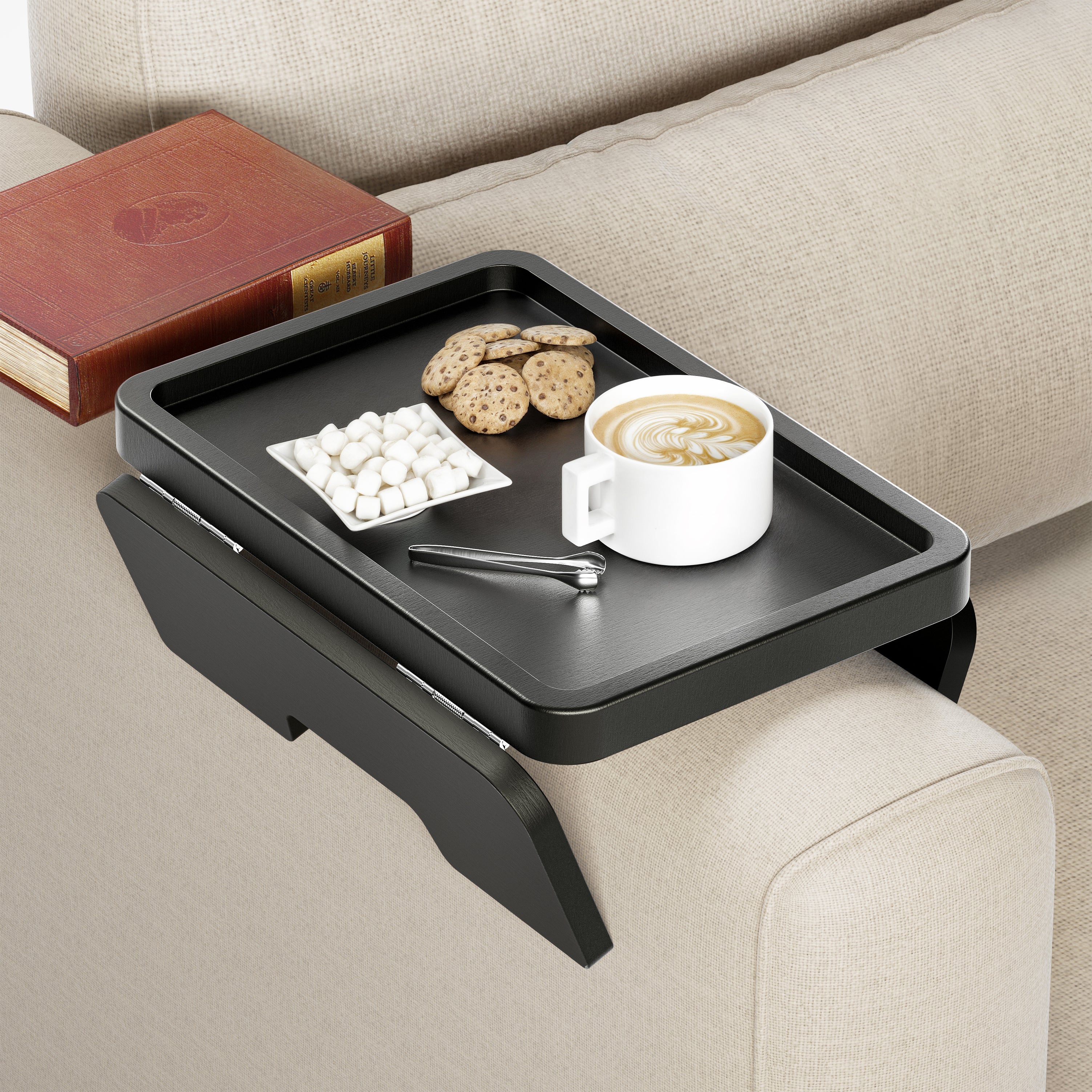 Reg Sofa Arm Tray 4 Hinges - Black color-thumbmail-1