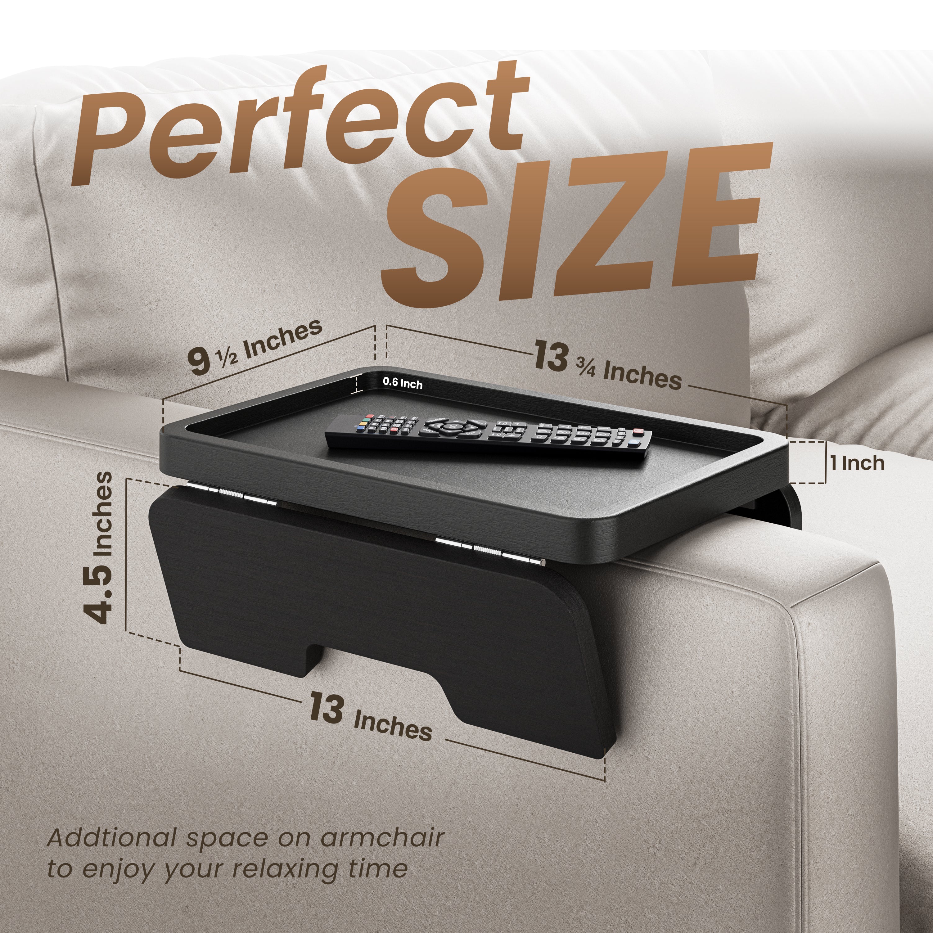 Reg Sofa Arm Tray 4 Hinges - Black color-thumbmail-3
