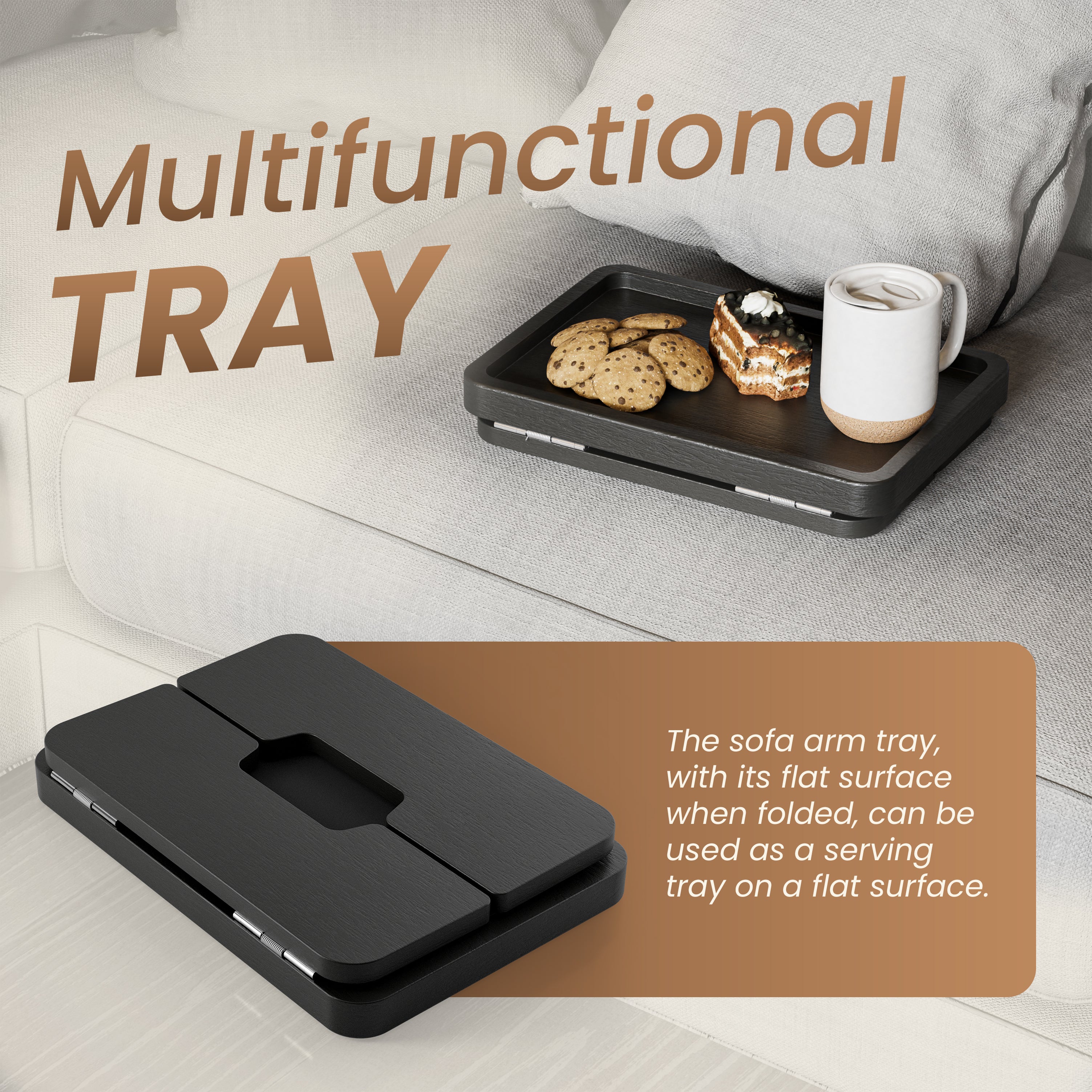 Reg Sofa Arm Tray 4 Hinges - Black color-thumbmail-5