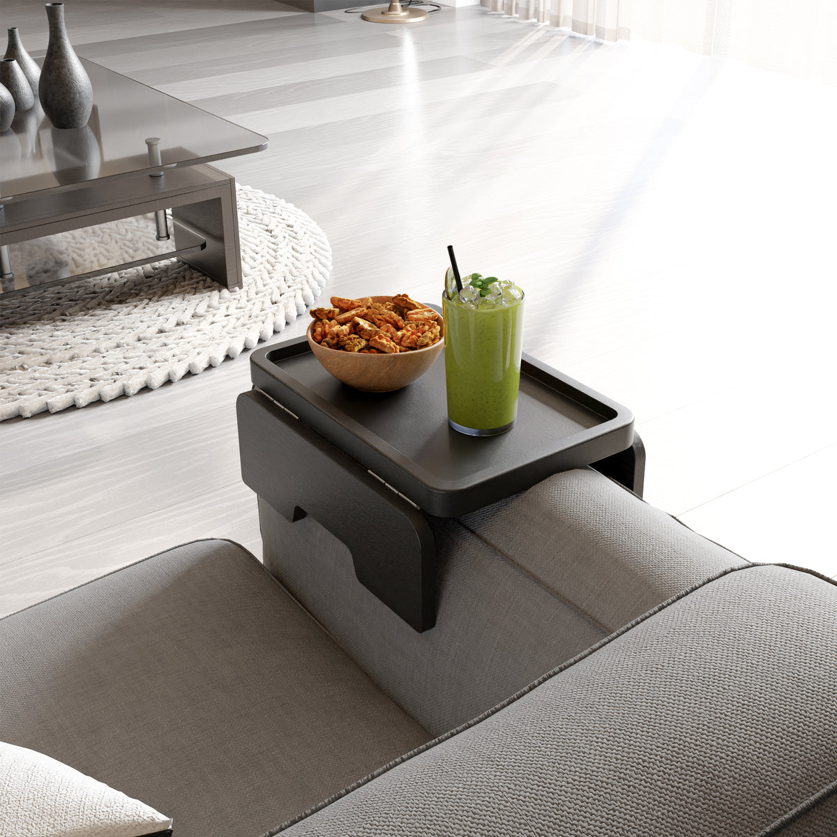 Reg Sofa Arm Tray 4 Hinges - Black color-thumbmail-2