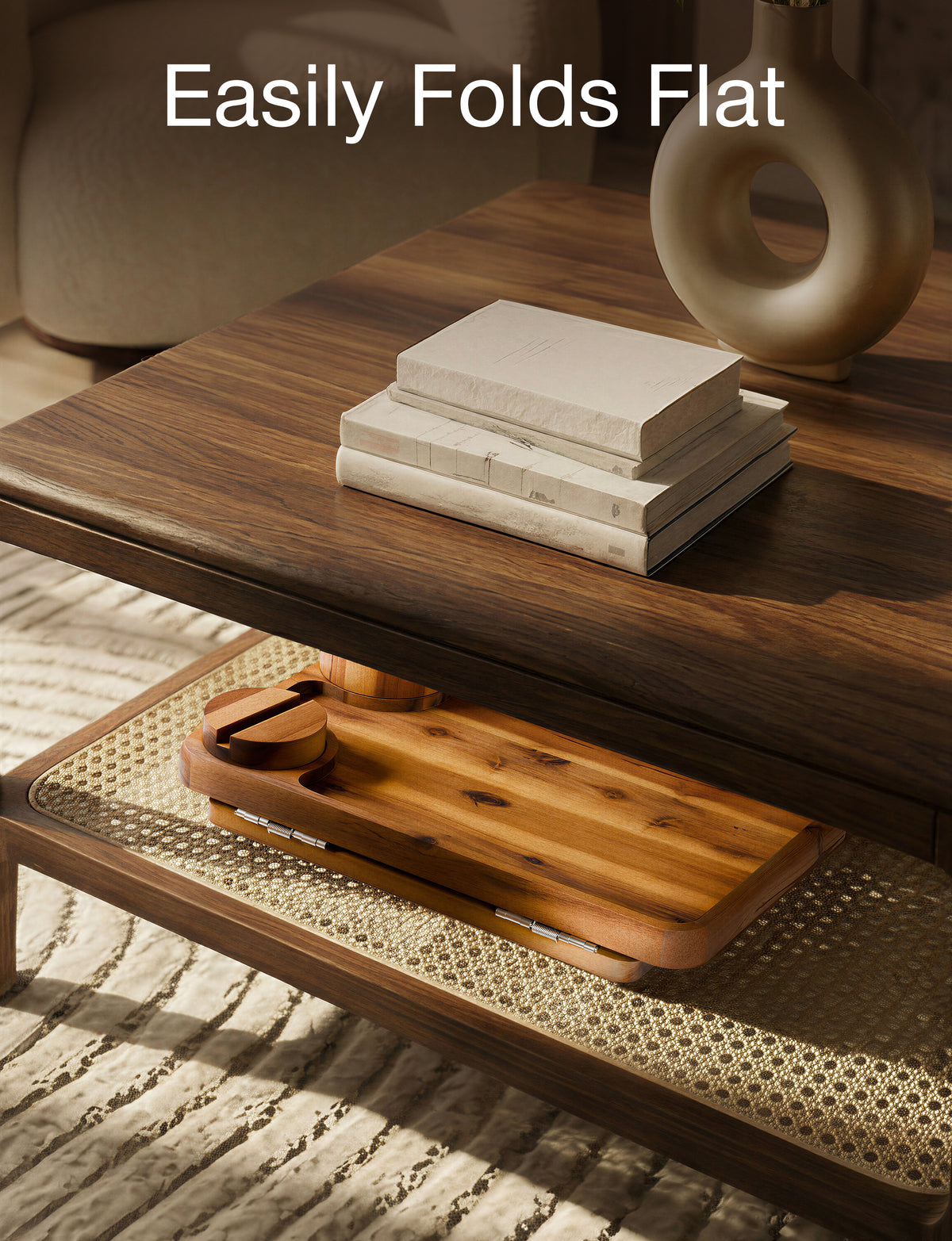 Acacia Sofa Arm Tray with Phone & Cup Holder - Acacia color-thumbmail-7
