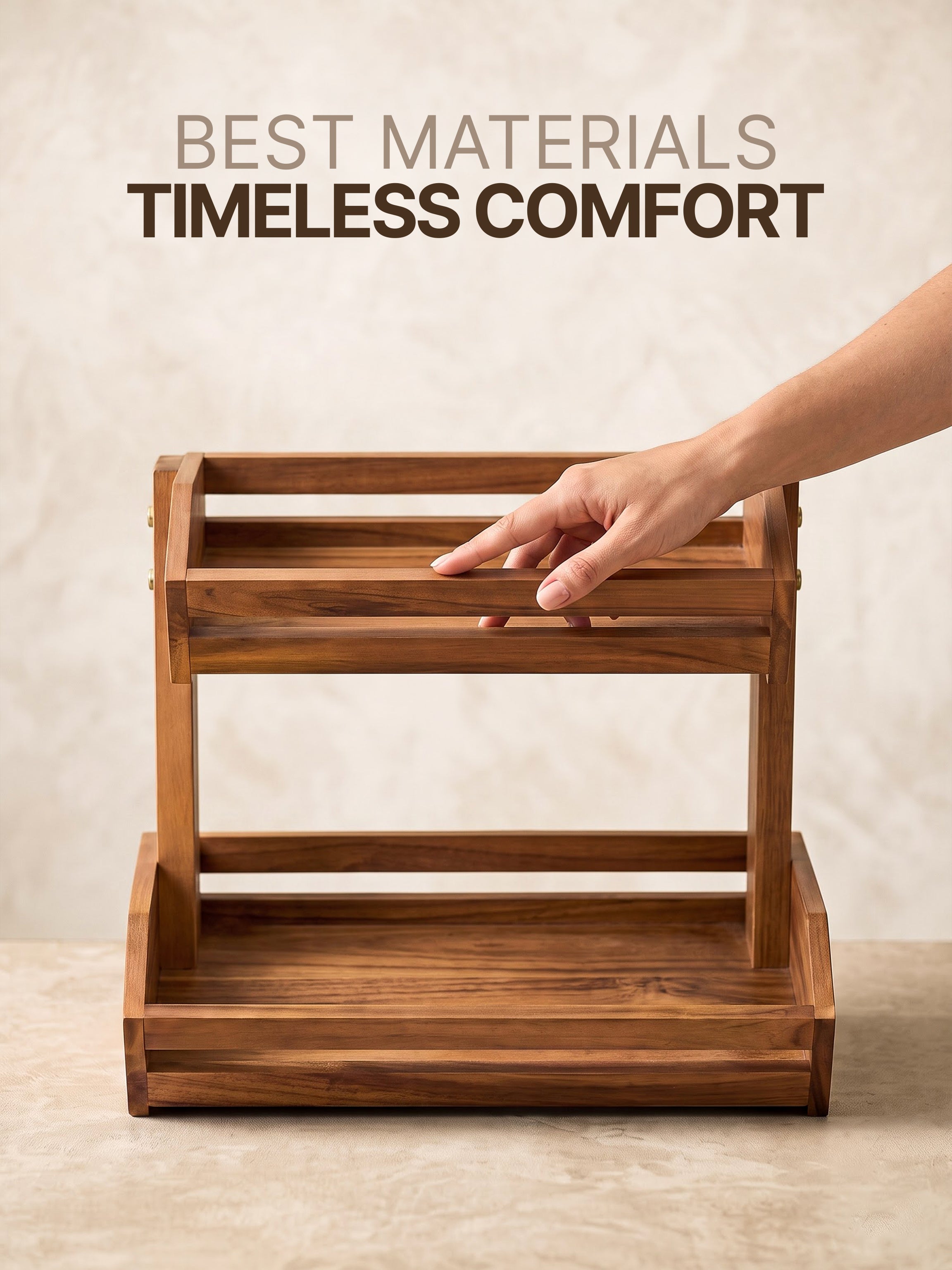 Acacia Wood 2 Tier Fruit Basket, Durable, for Fruit and Vegetables-thumbmail-3