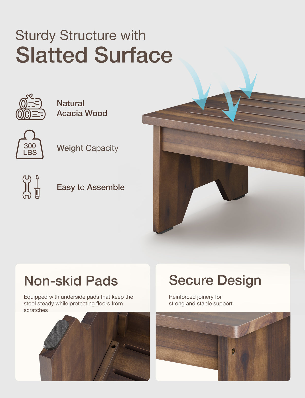 9" One Step Stool for Adult - Walnut color-thumbmail-4