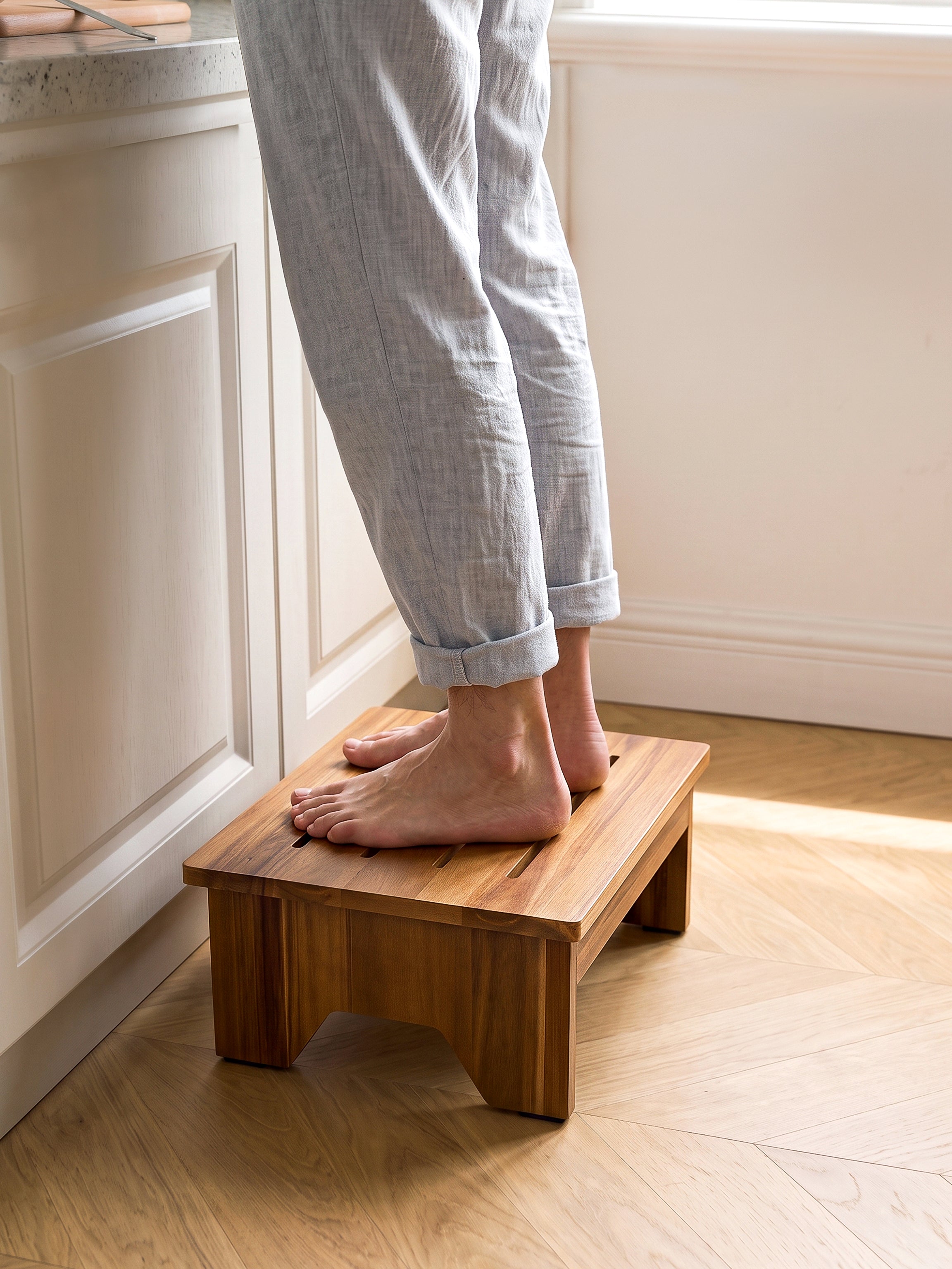 6.5" One Step Stool for Adult - Acacia color-thumbmail-1