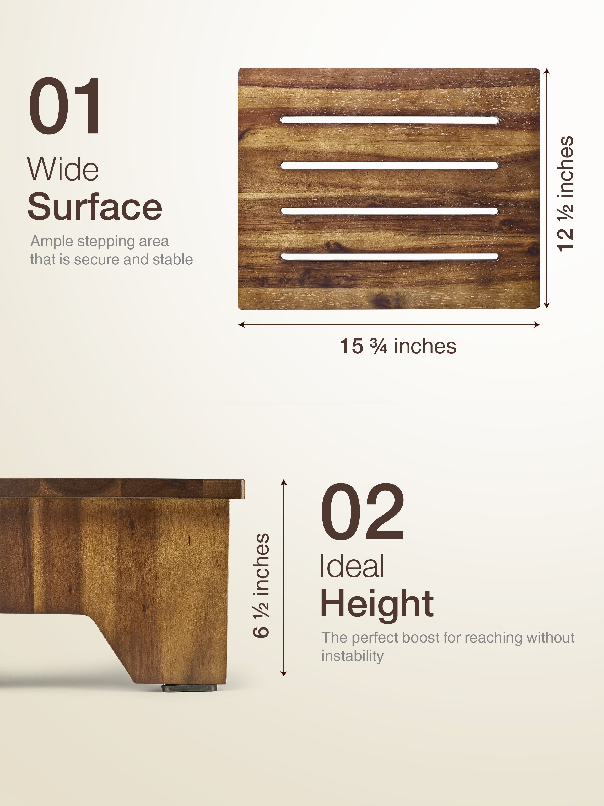 6.5" One Step Stool for Adult - Walnut color-thumbmail-6