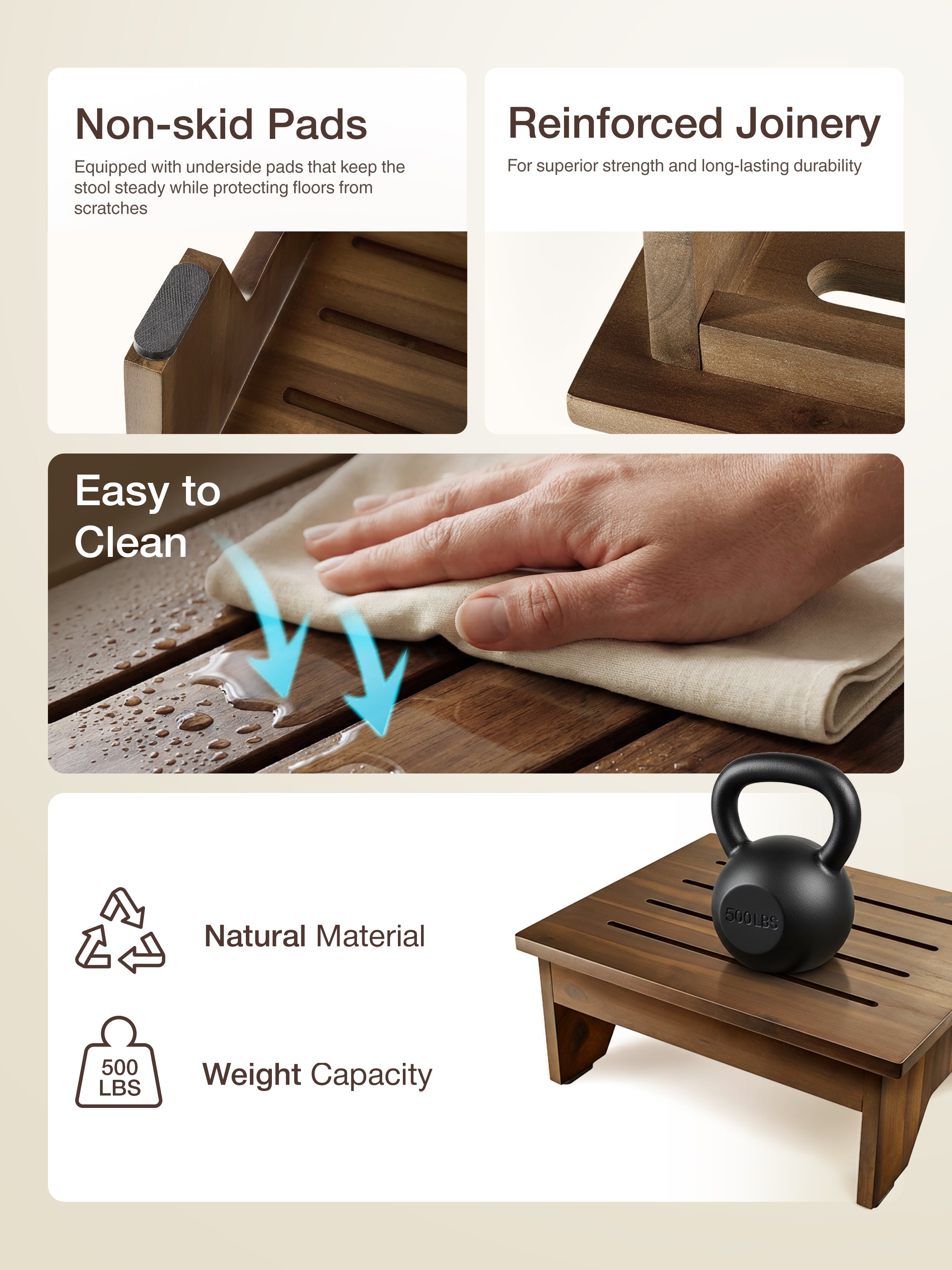 6.5" One Step Stool for Adult - Walnut color-thumbmail-7