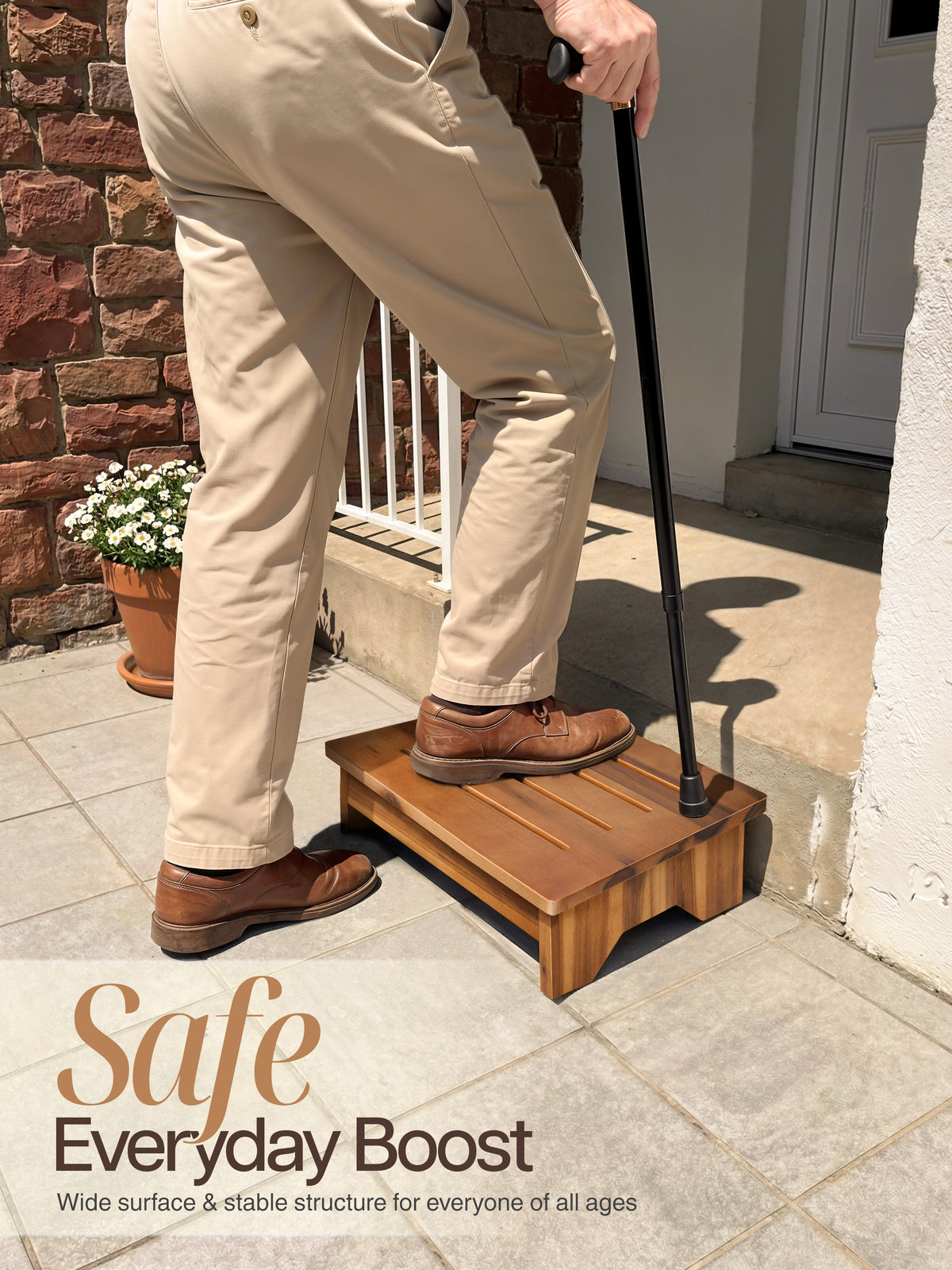 5" One Step Stool for Adult - Acacia color-thumbmail-2