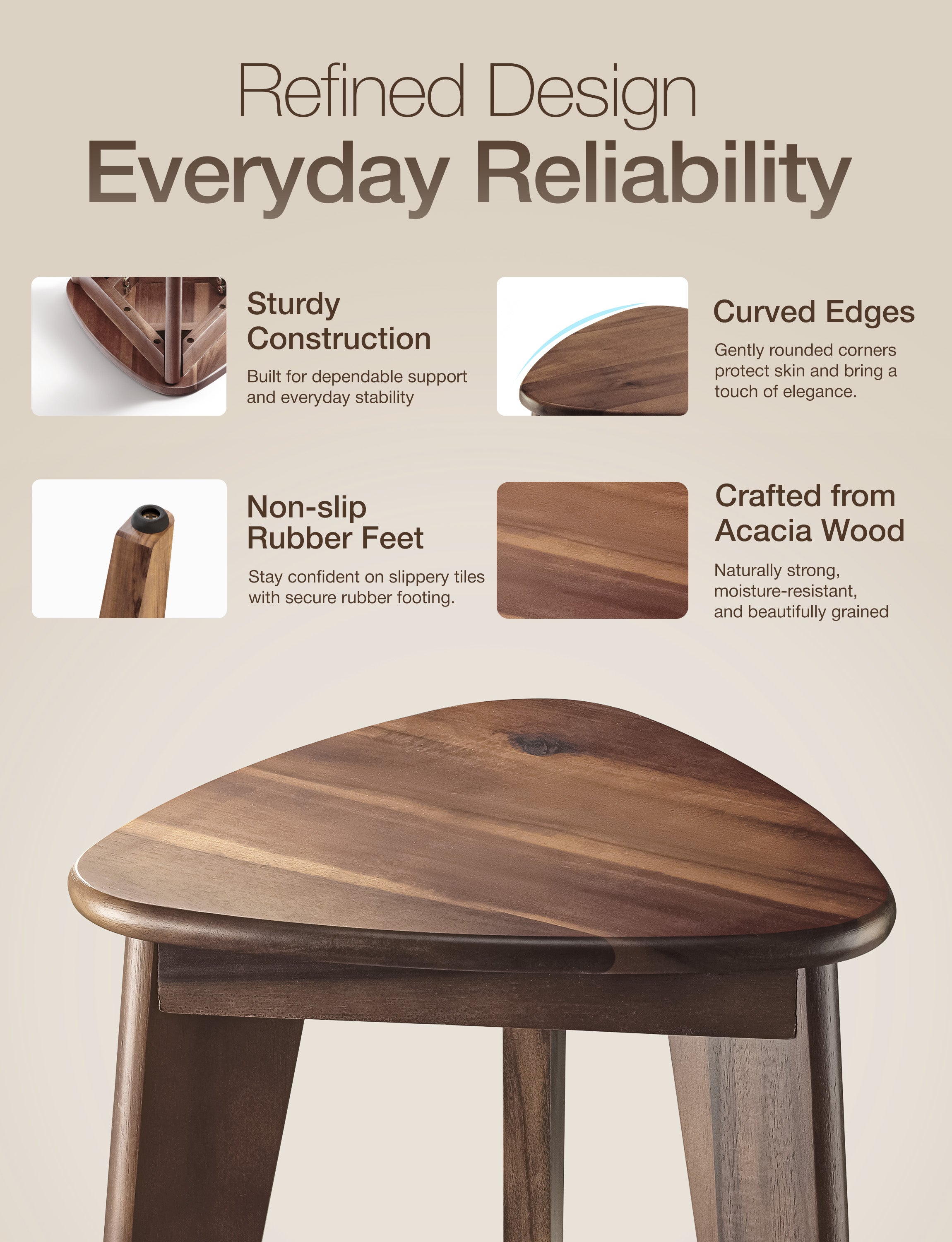 18" Corner Shower Bench for Inside Shower, Round Edge, Walnut Color-thumbmail-5