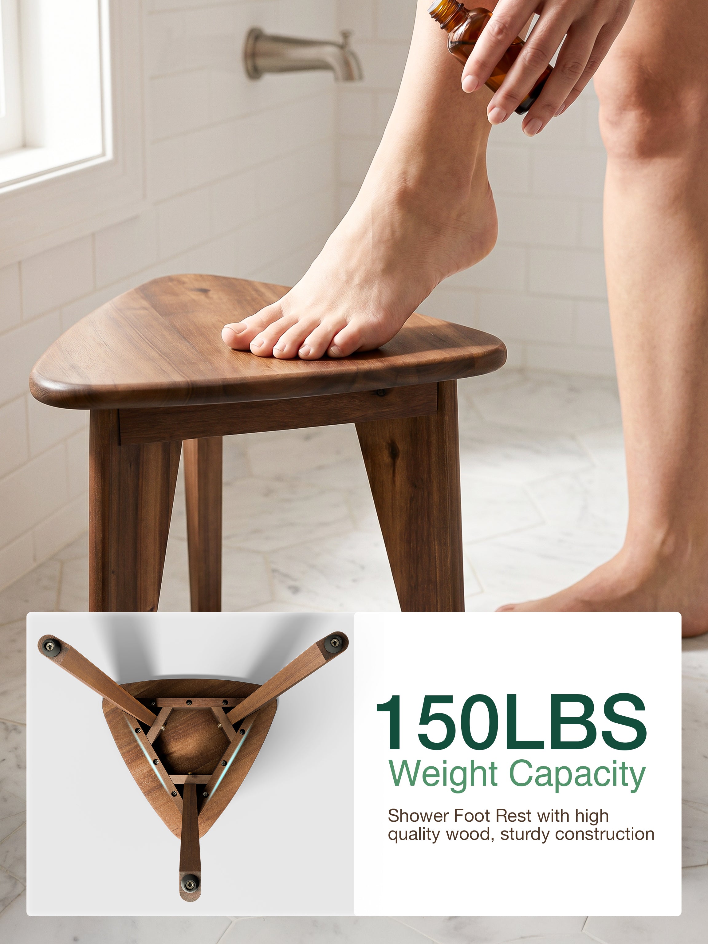 18" Shower Corner Shelf 3 Legs - Acacia-thumbmail-6