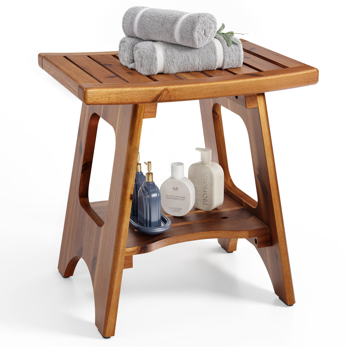 18" Reg shower bench stool Version 2 - Acacia color
