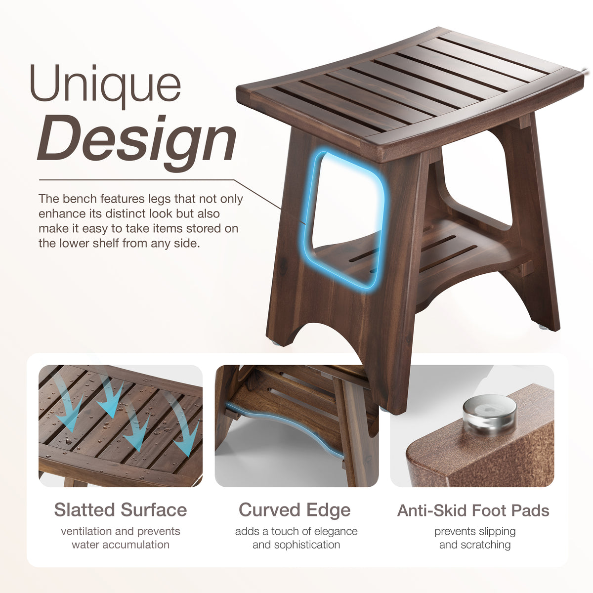 18" Reg shower bench stool - Walnut color-thumbmail-4