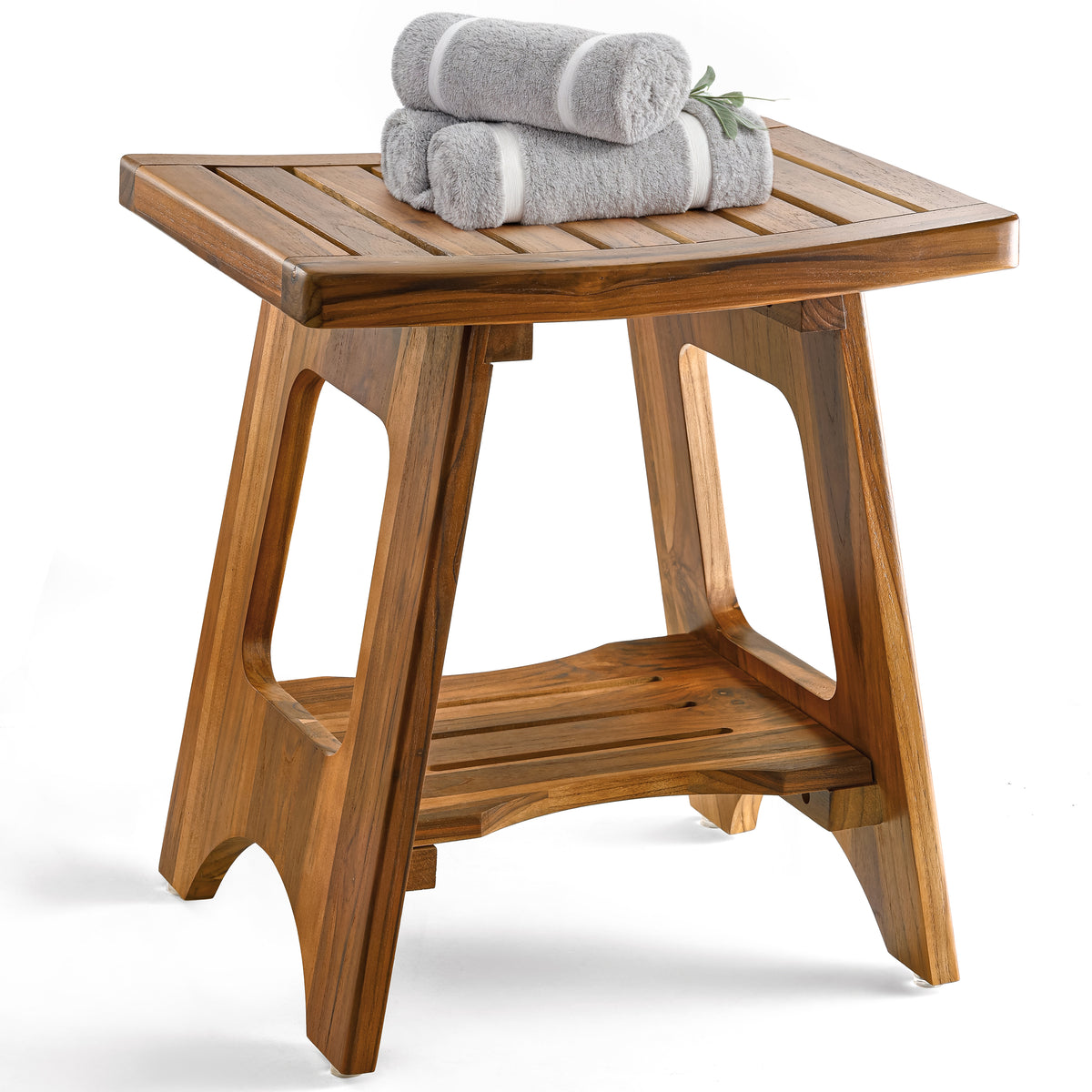 18" Teak reg shower bench stool - Teak color