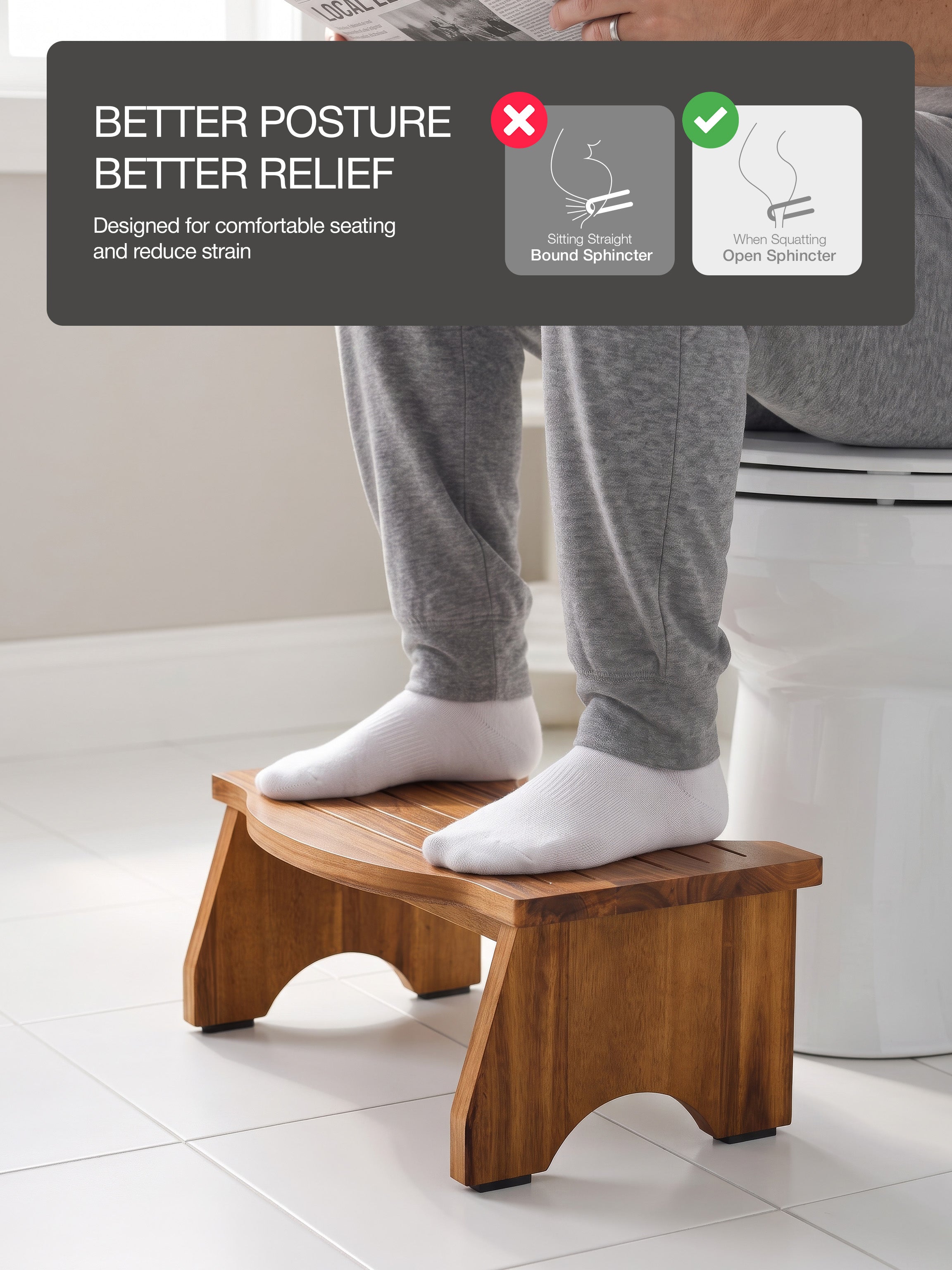 Foldable Toilet Stool, Acacia Wood Poop Stool For Adults, 7.2"H-thumbmail-5