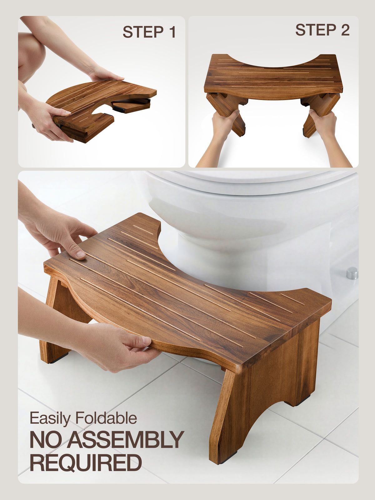Foldable Toilet Stool, Acacia Wood Poop Stool For Adults, 7.2"H-thumbmail-6
