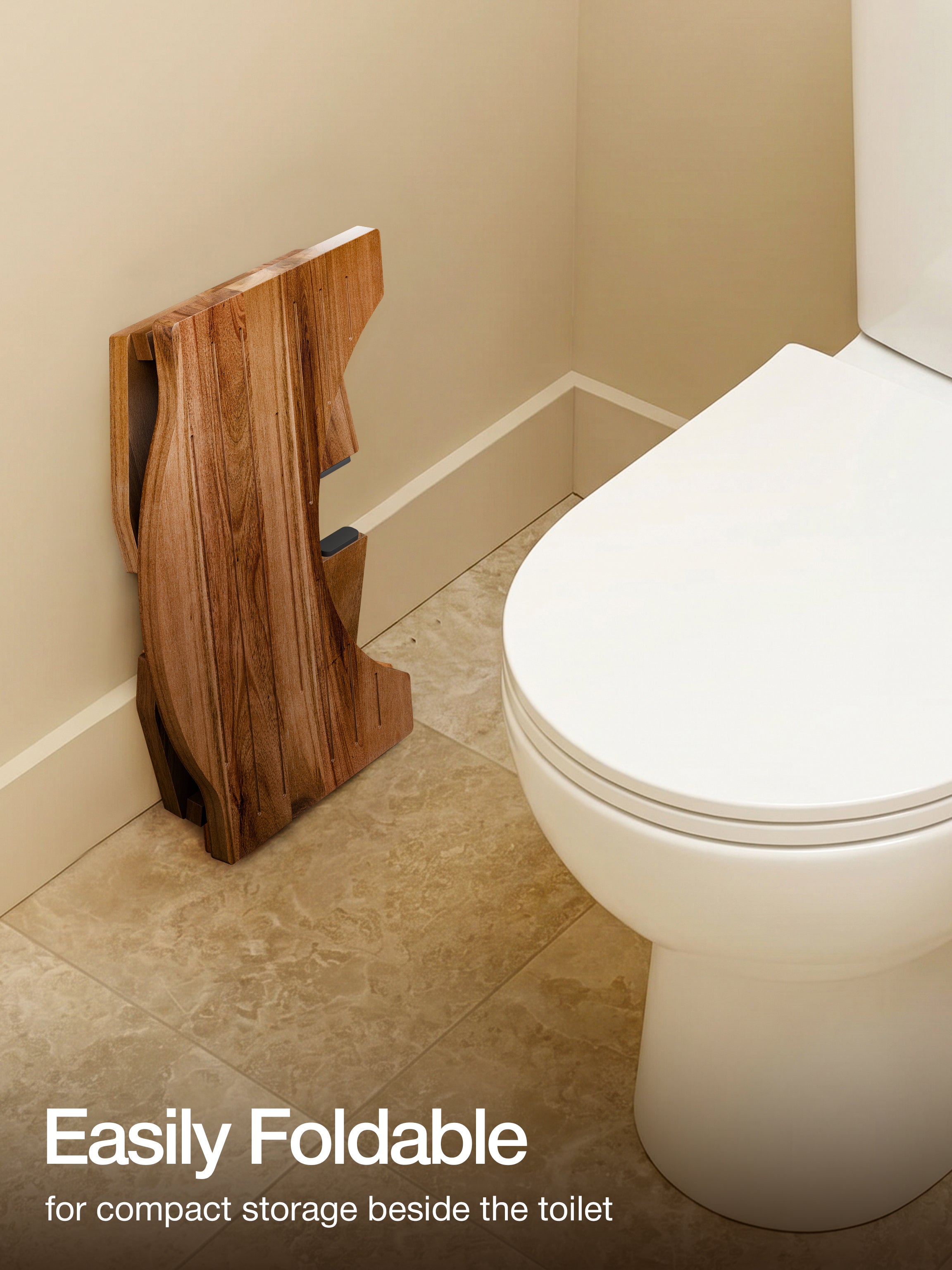 Foldable Toilet Stool, Acacia Wood Poop Stool For Adults, 7.2"H-thumbmail-8
