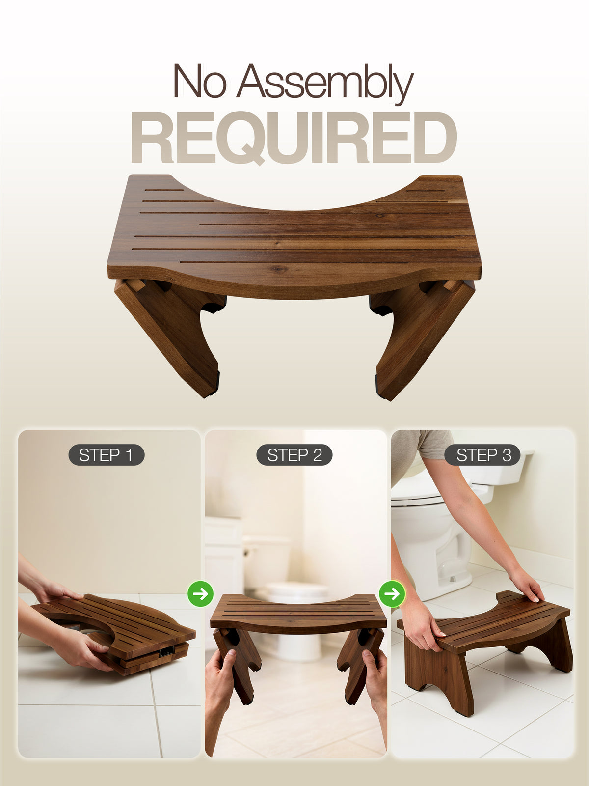 7.2" Foldable Toilet Foot Stool For Adults, Non-slip, Walnut Color-thumbmail-8