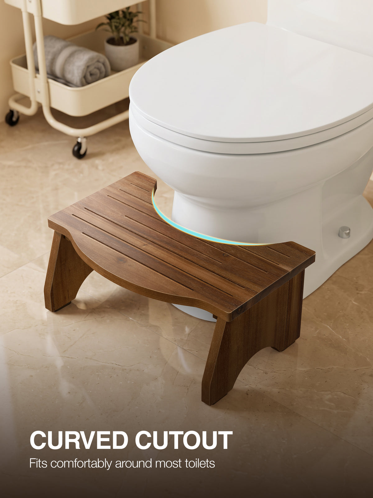 7.2" Foldable Toilet Foot Stool For Adults, Non-slip, Walnut Color-thumbmail-3