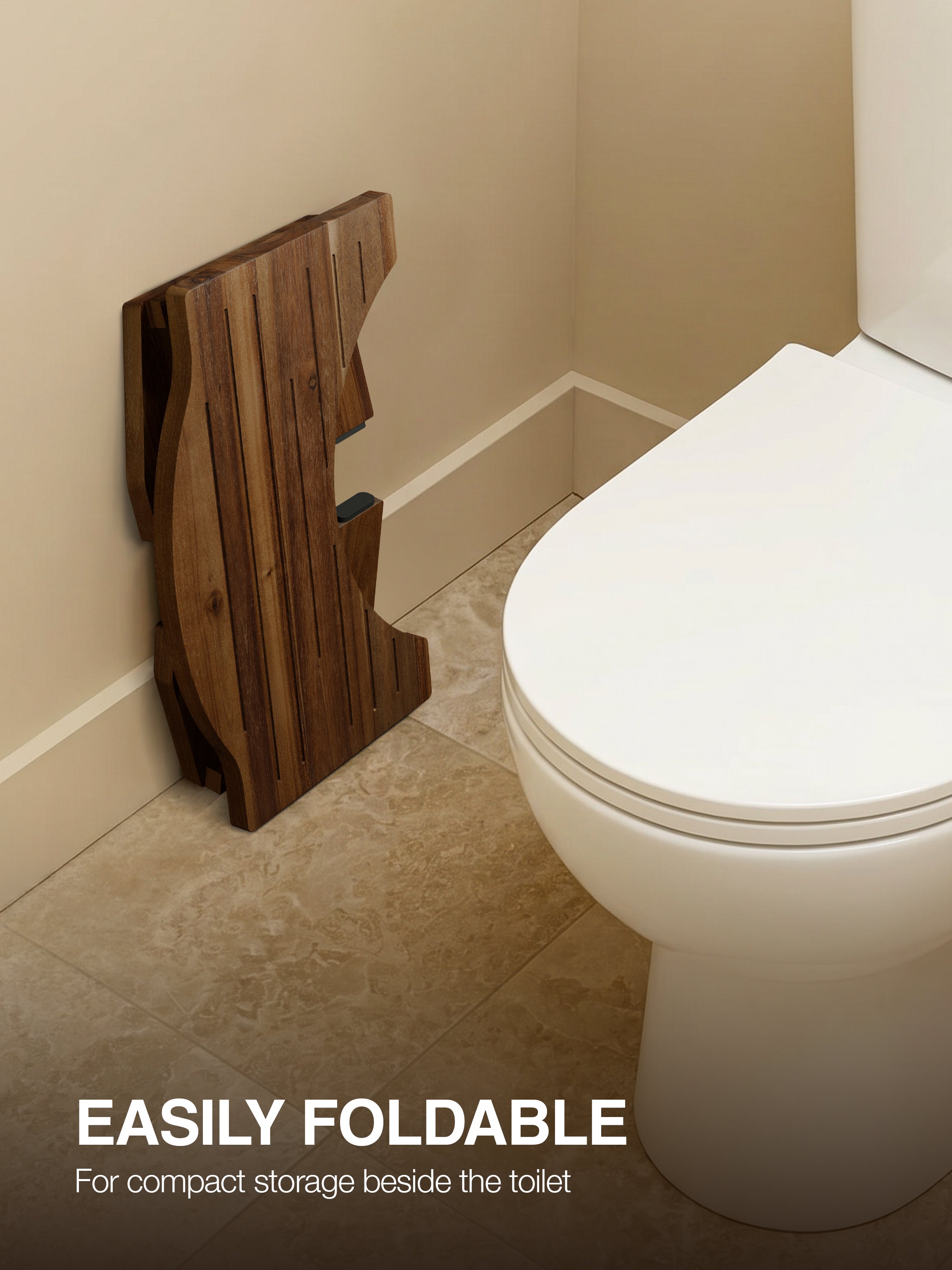 7.2" Foldable Toilet Foot Stool For Adults, Non-slip, Walnut Color-thumbmail-4