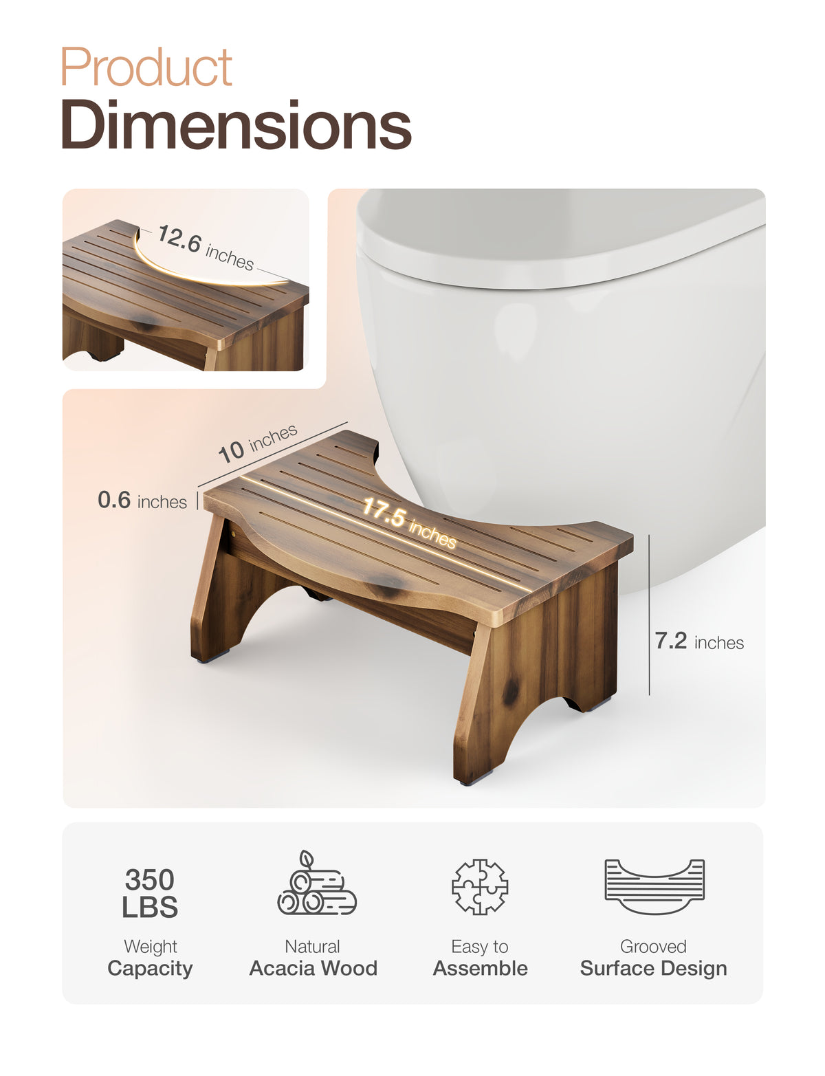 7" Toilet Step Stool for Adult - Walnut color-thumbmail-3