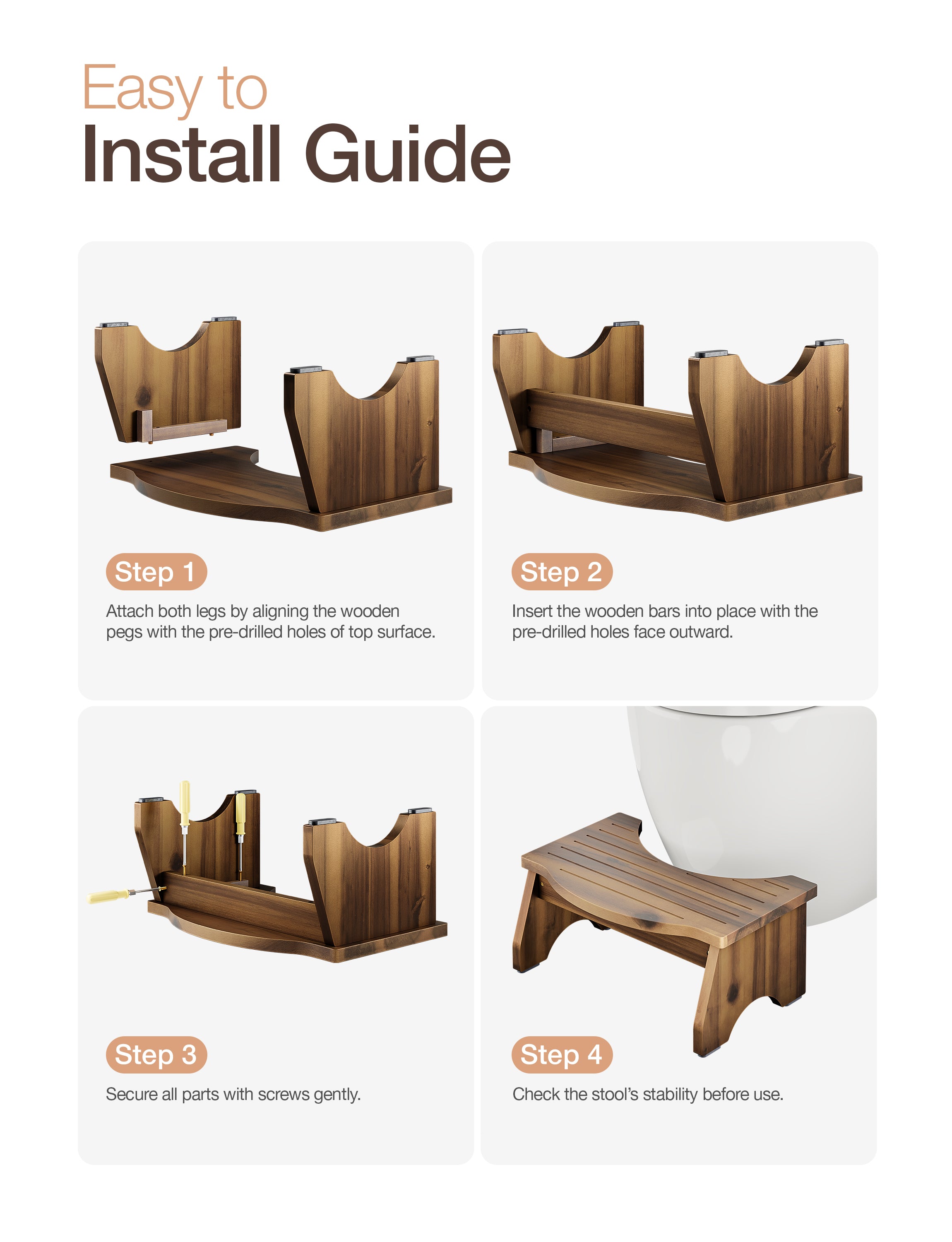 7" Toilet Step Stool for Adult - Walnut color-thumbmail-5