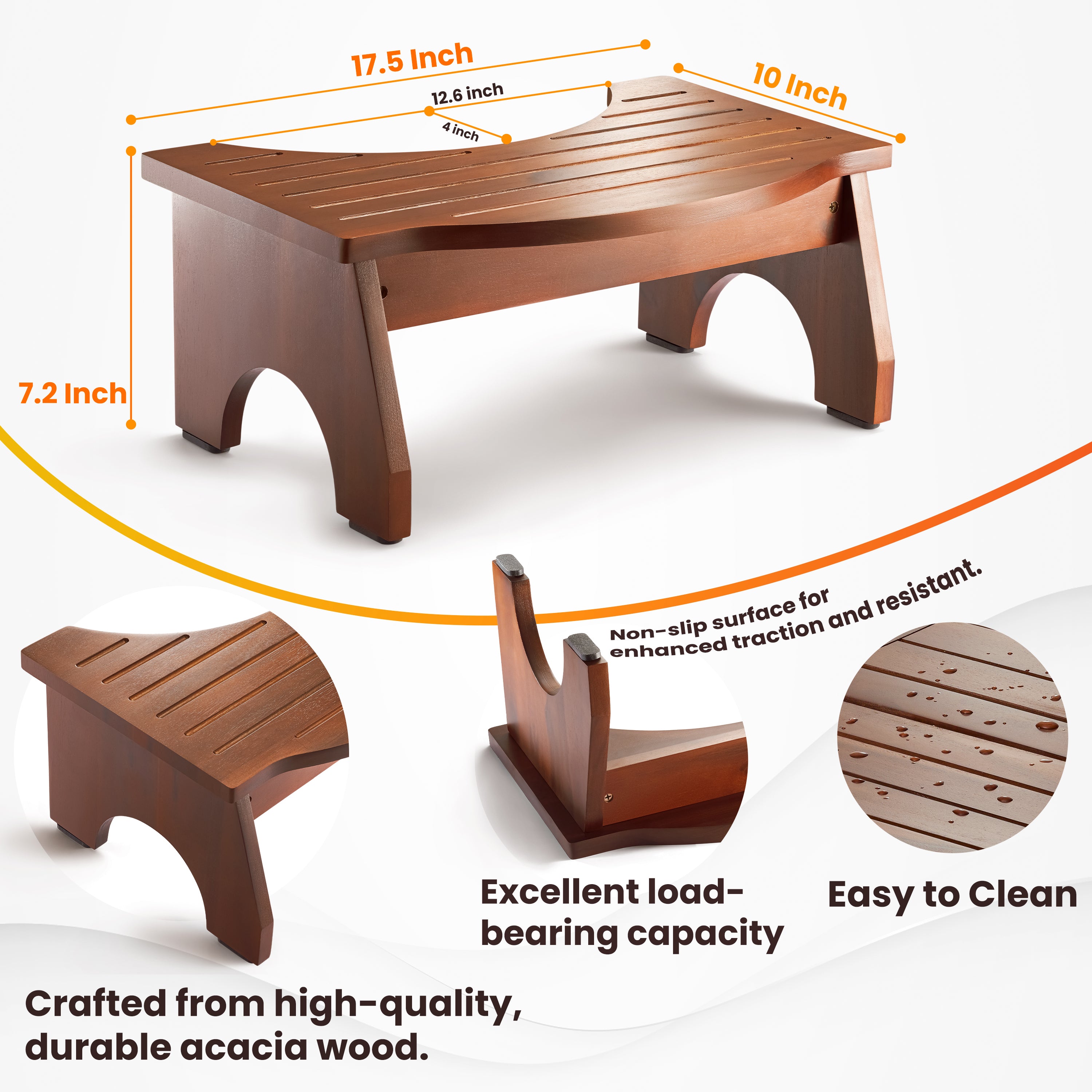 7" Toilet Step Stool for Adult - Acacia color-thumbmail-3