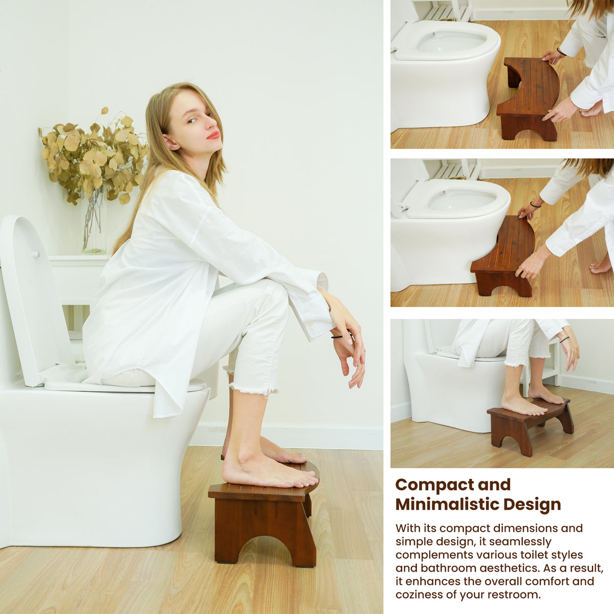 7" Toilet Step Stool for Adult - Acacia color-thumbmail-2