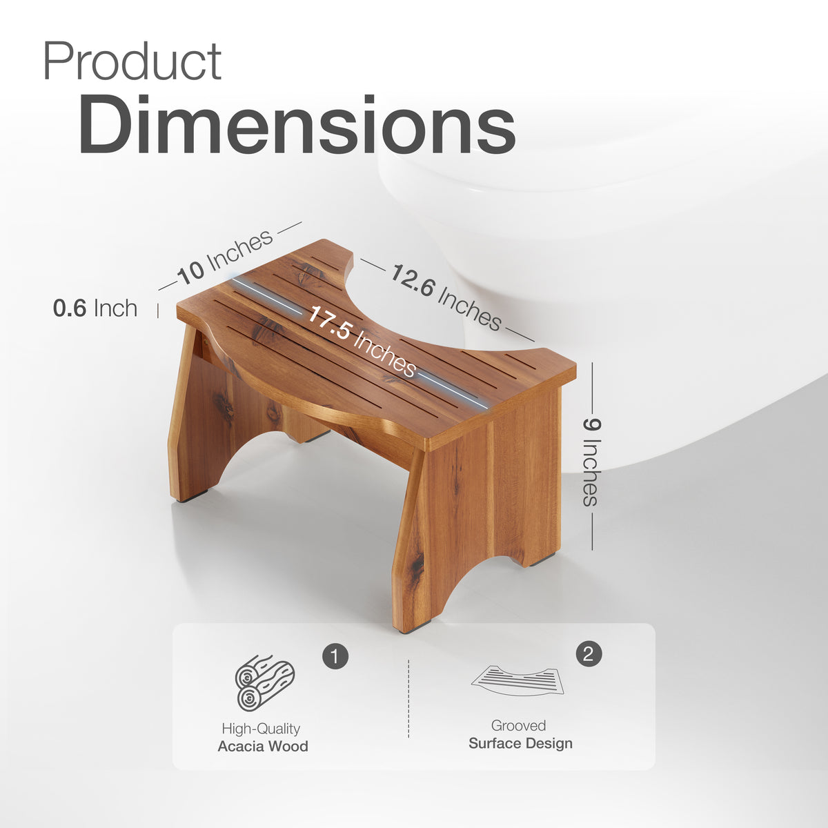 9" Toilet Step Stool for Adult - Acacia color-thumbmail-3