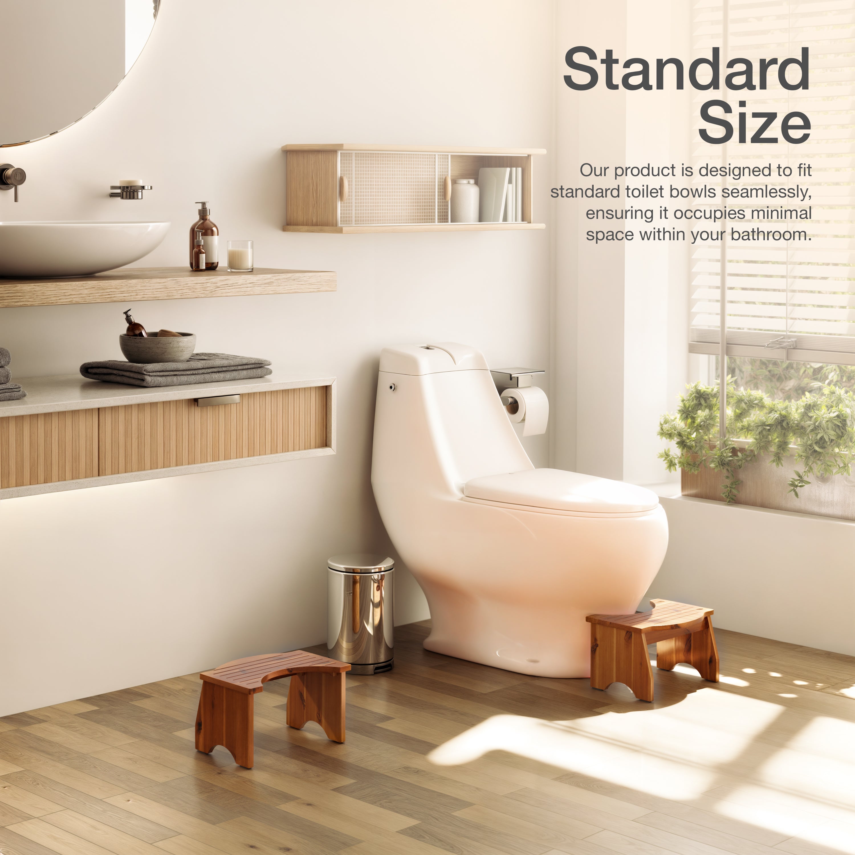 9" Toilet Step Stool for Adult - Acacia color-thumbmail-2
