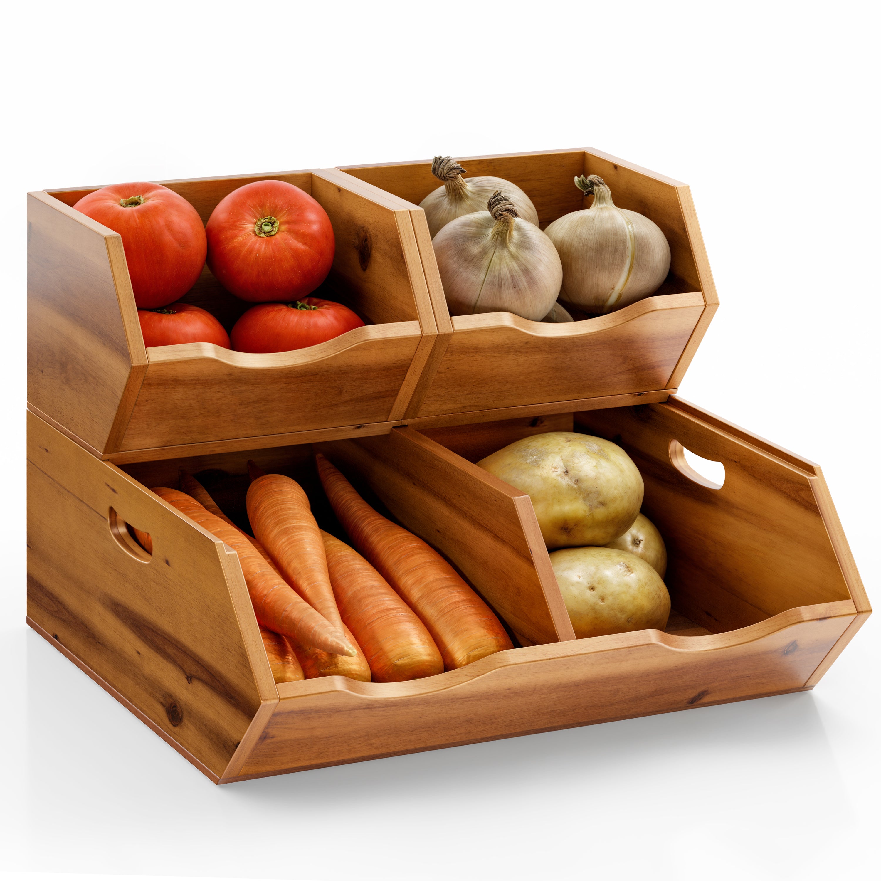 Set of 3 Pantry Storage Bins with handle - Acacia color-thumbmail-1
