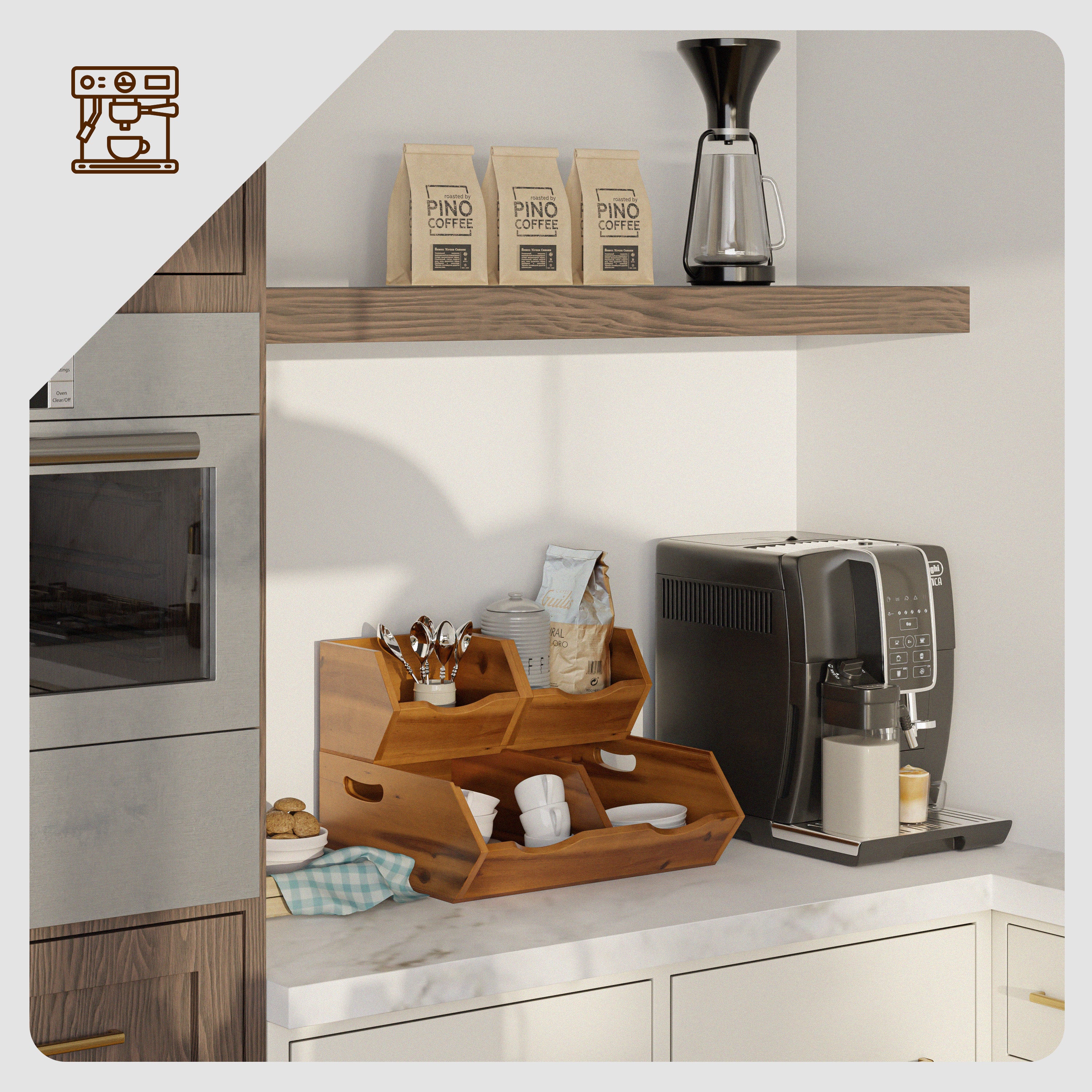 Set of 3 Pantry Storage Bins with handle - Acacia color-thumbmail-6