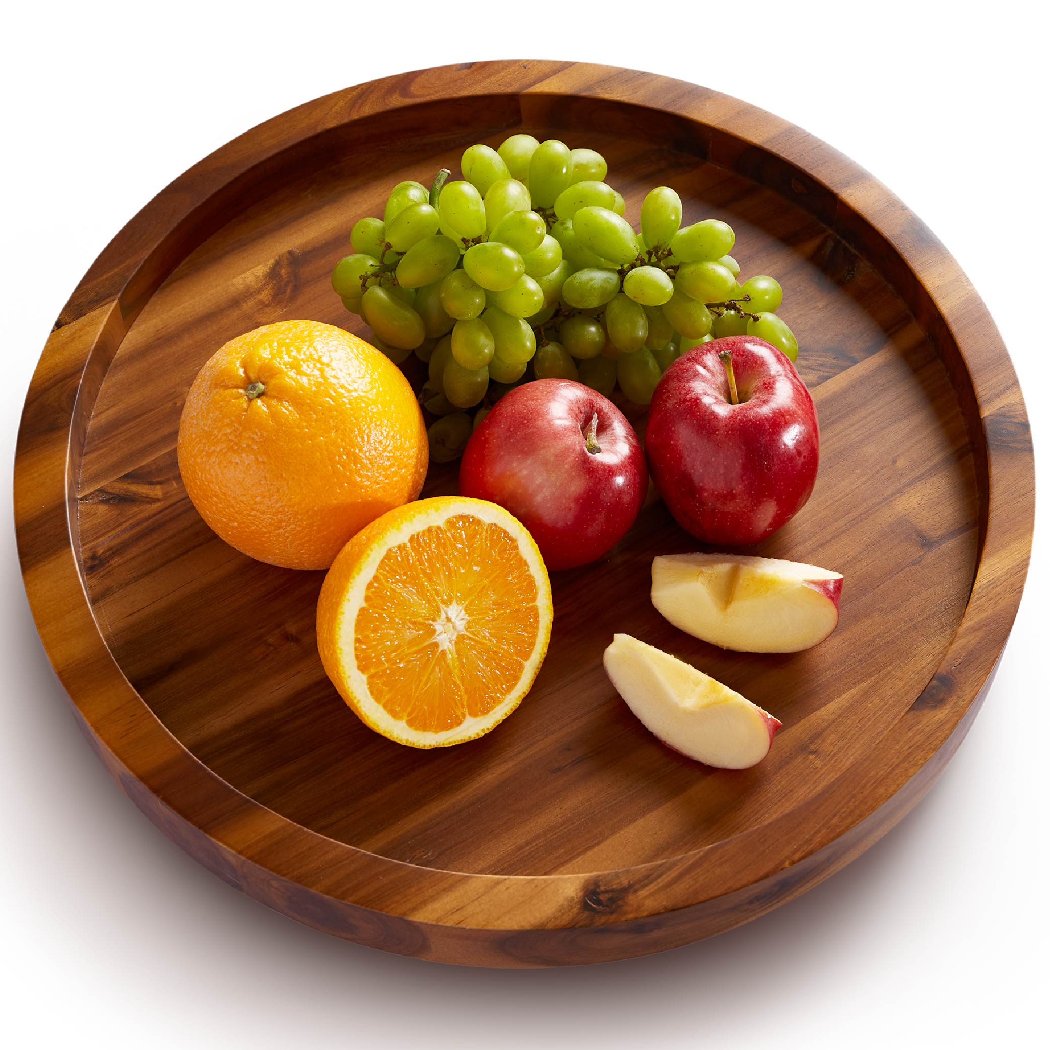 16" Wooden Lazy Susan Organizer for Cabinet, 360° Rotation, High Rim
