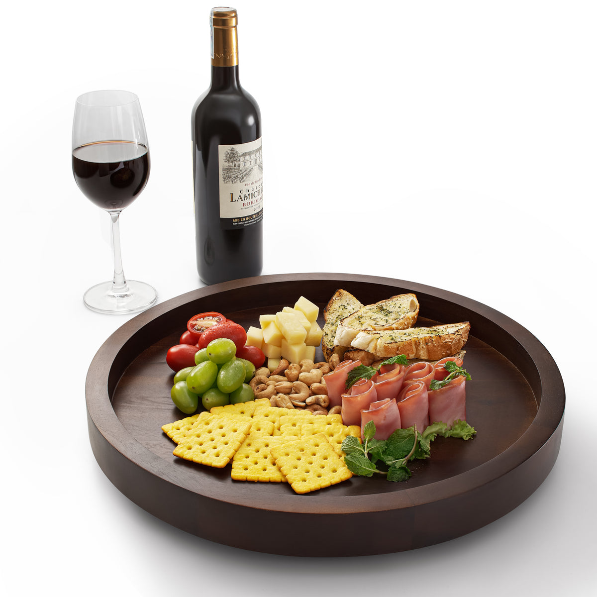 16" Rotating Wooden Lazy Susan Organizer for Cabinet (Walnut color)-thumbmail-1