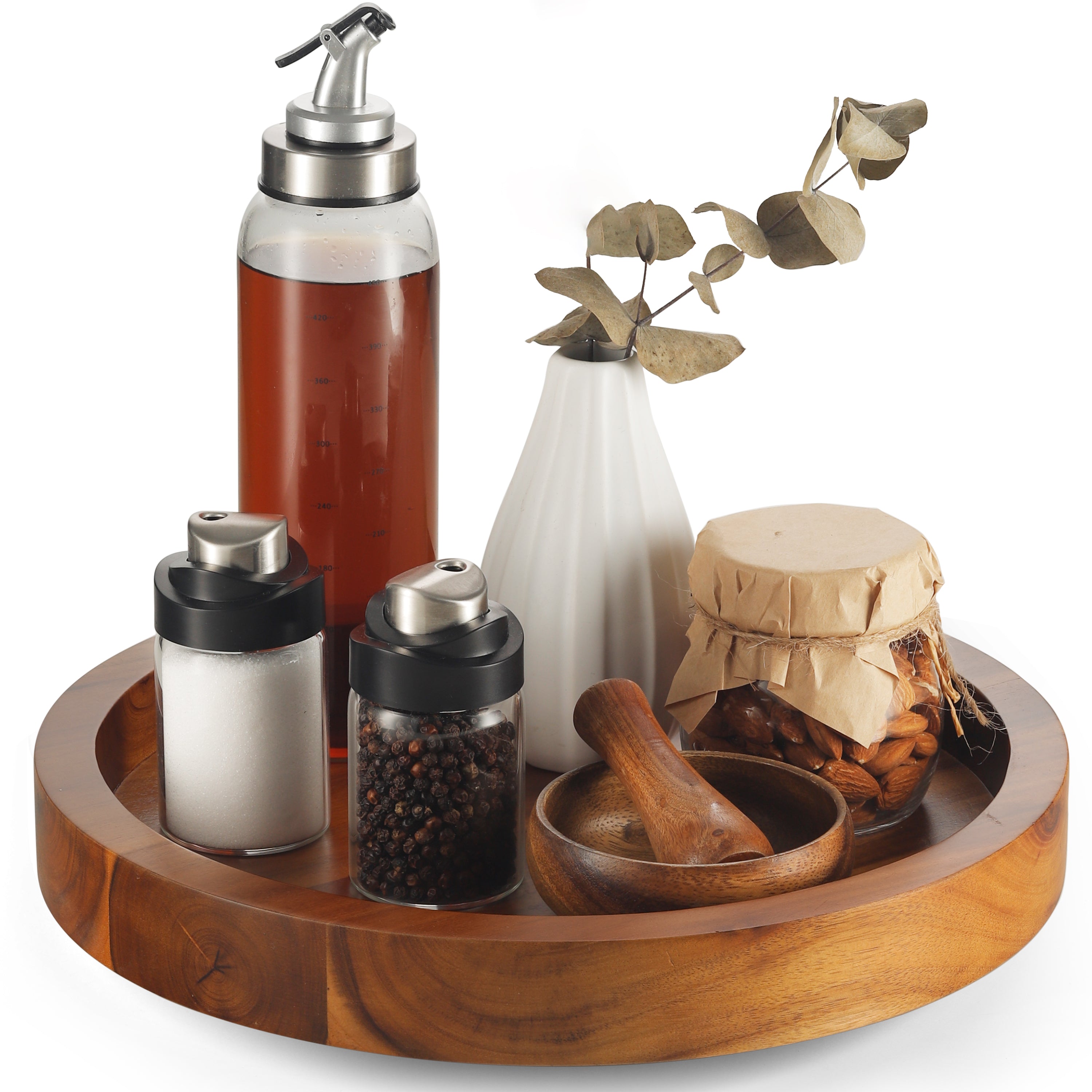 13" Wooden Lazy Susan Organizer for Cabinet, 360° Rotation, High Rim-thumbmail-1