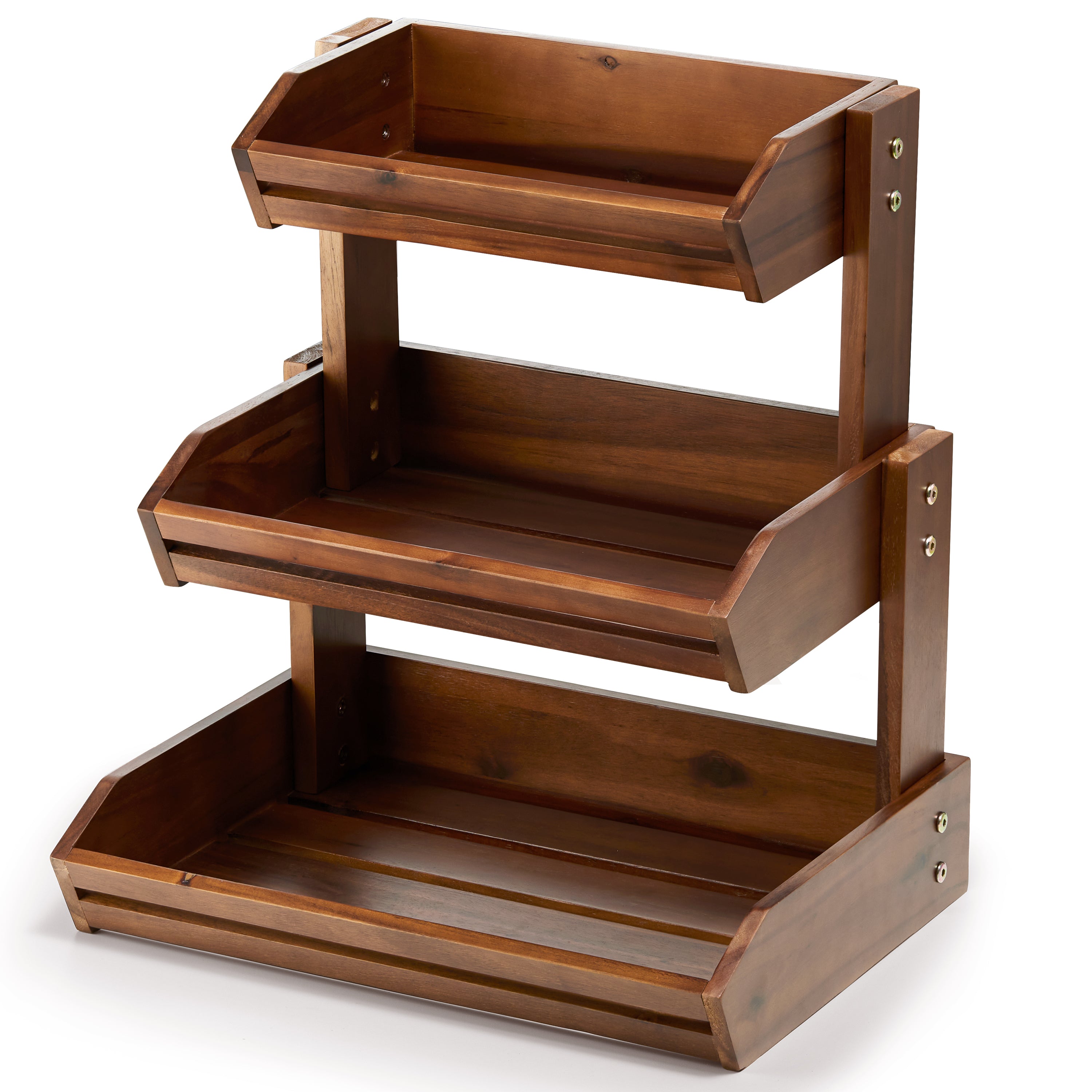 Acacia Wood 3 Tier Fruit Basket, Durable, for Fruit and Vegetables-thumbmail-6